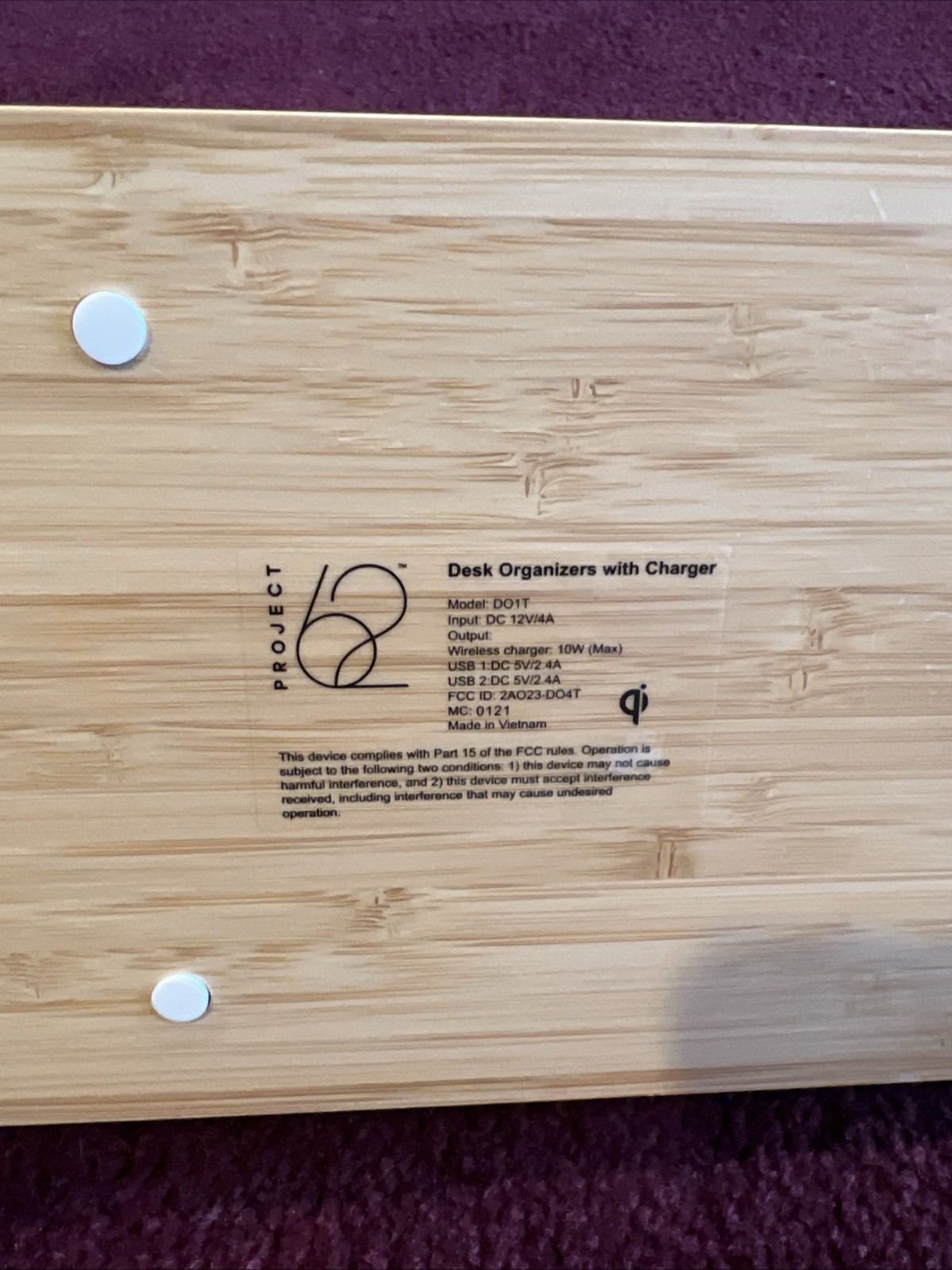 Project 62 – Bamboo Desk Charger organizer w 2 USB ports & Qi wireless charger