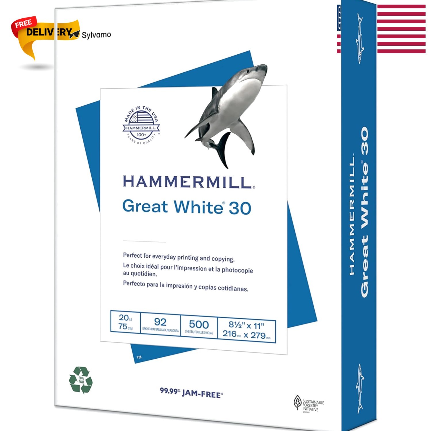 Dependable 8.5×11 Great White Recycled Printer Paper, 500 Sheets – USA Made