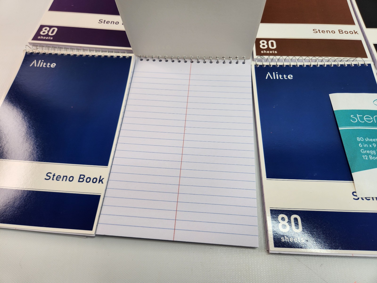 12 – Alitte Steno Pads Spiral 6″ x 9″ Assorted Colors New Gregg ruled 80 Sheets