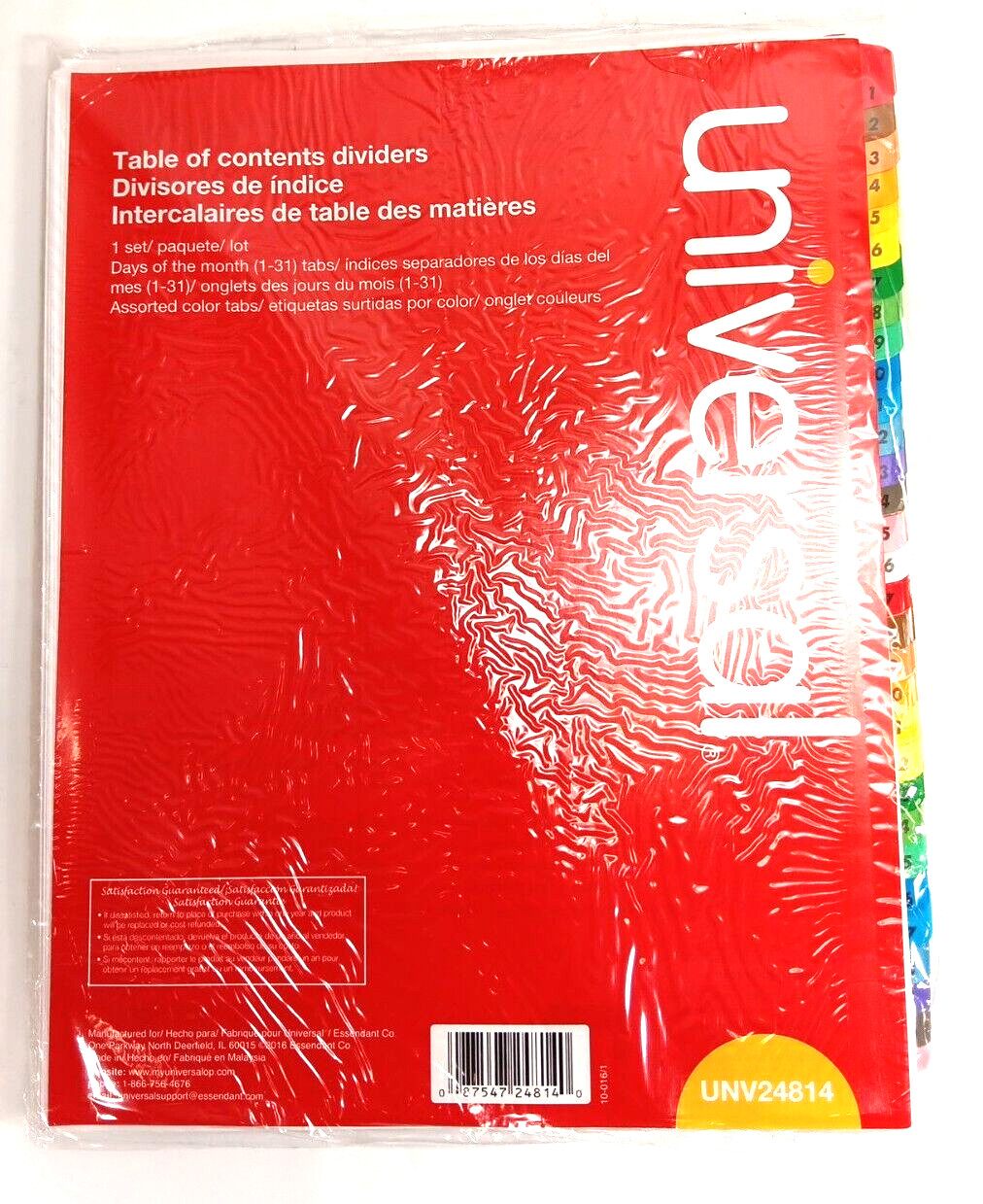 Universal UNV2481 31 Tab Table of Contents Dividers 3 Hole Punched 8 1/2″ x 11″