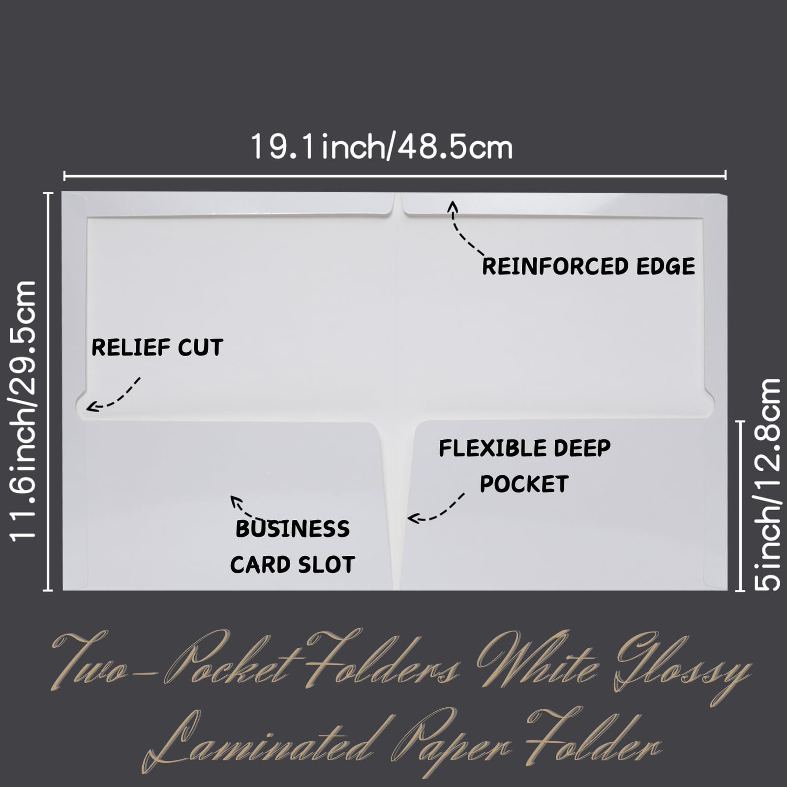 -Pocket Folders White Glossy Laminated Paper Folder, Letter Size Folders with…