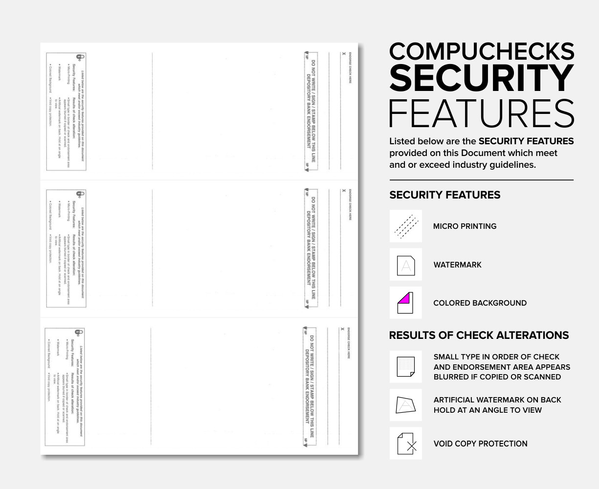 50 Blank Check Stock Paper – 3 On A Page Business Check paper – Platinum Pin