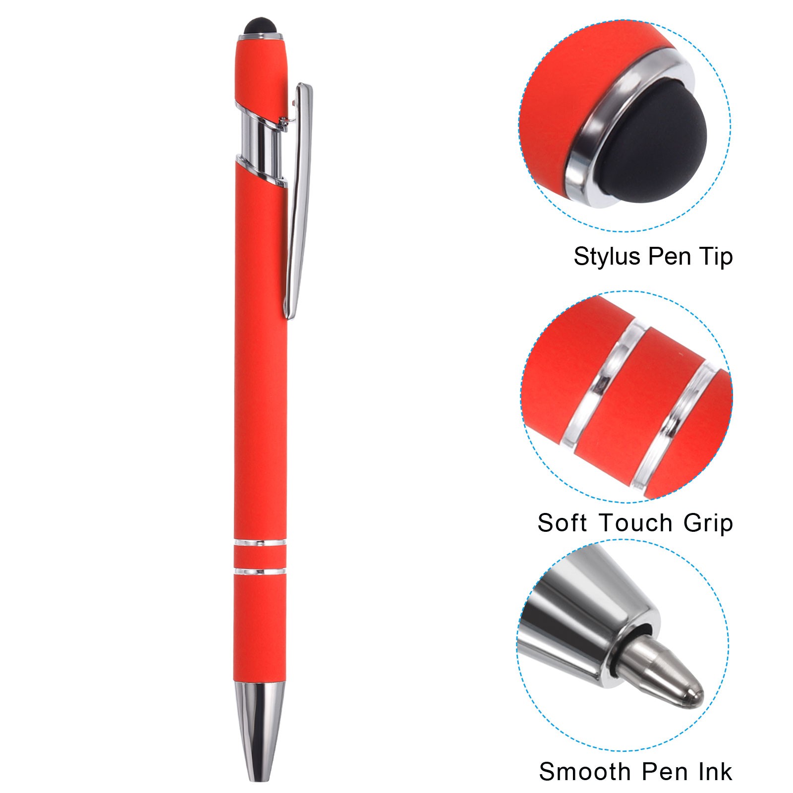 Ballpoint Pen with Tip, 6 Pack 2 in 1 Metal Pen Style 1, Pink