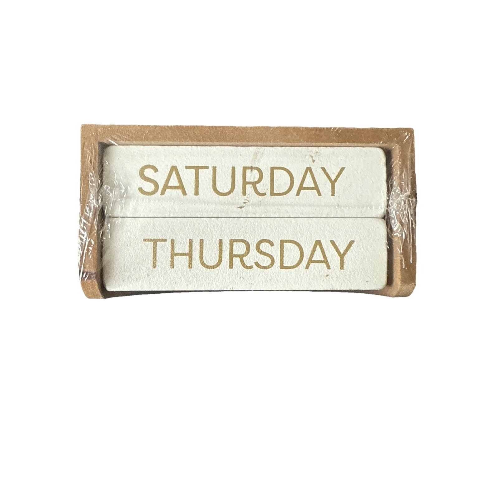 Perpetual Calendar Desktop Blocks Brown White Gift New Year 4.5″x4″x2.25″ New