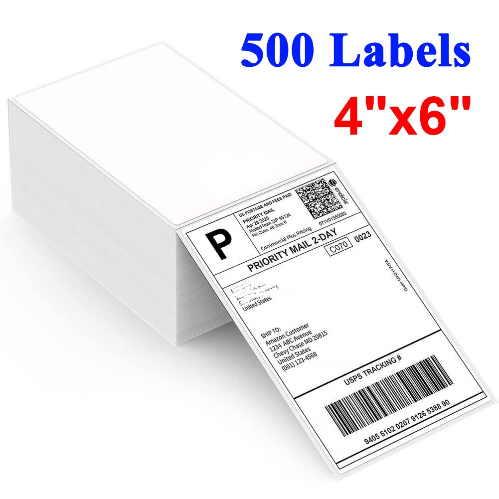 500 Labels 4×6 Fanfold Direct Thermal Shipping Labels Perforated For Zebra Rollo