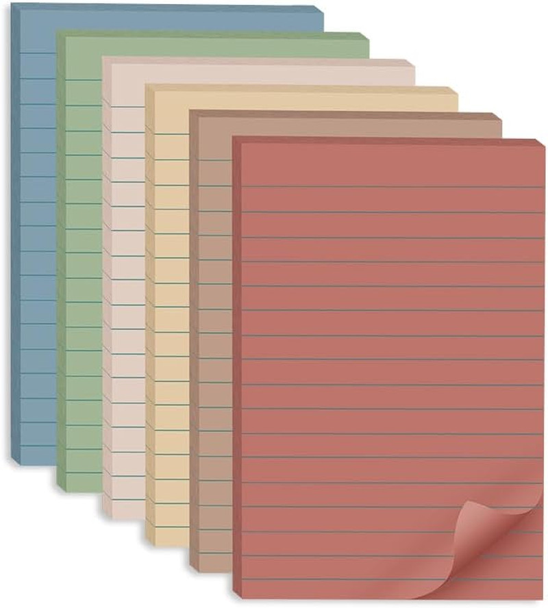 (6 Pack) Lined Sticky Notes 4X6 In,Large Notepads with Lines,Ruled Stickies Supe