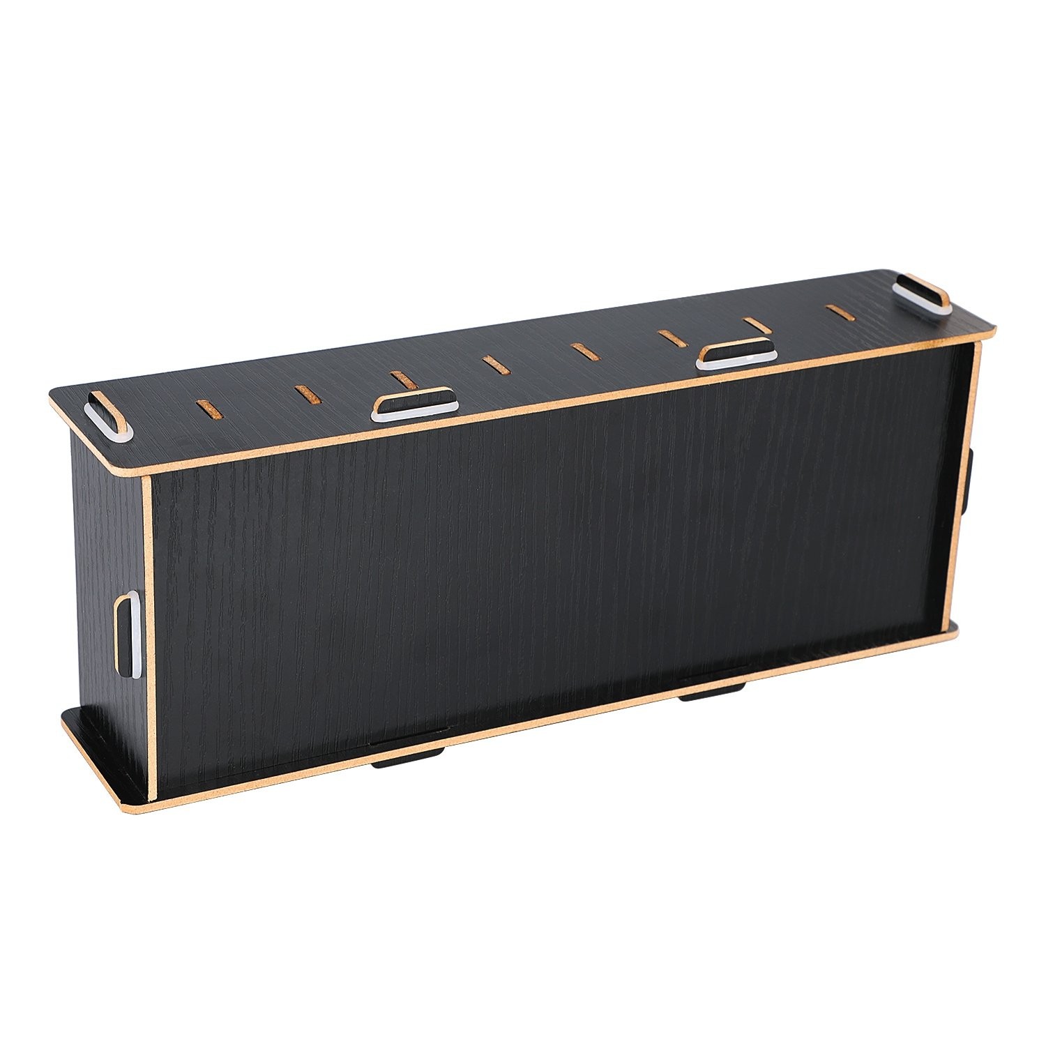 DIY Wood Business Card Organizer with Dividers – 9 11x4x2.4in, Black