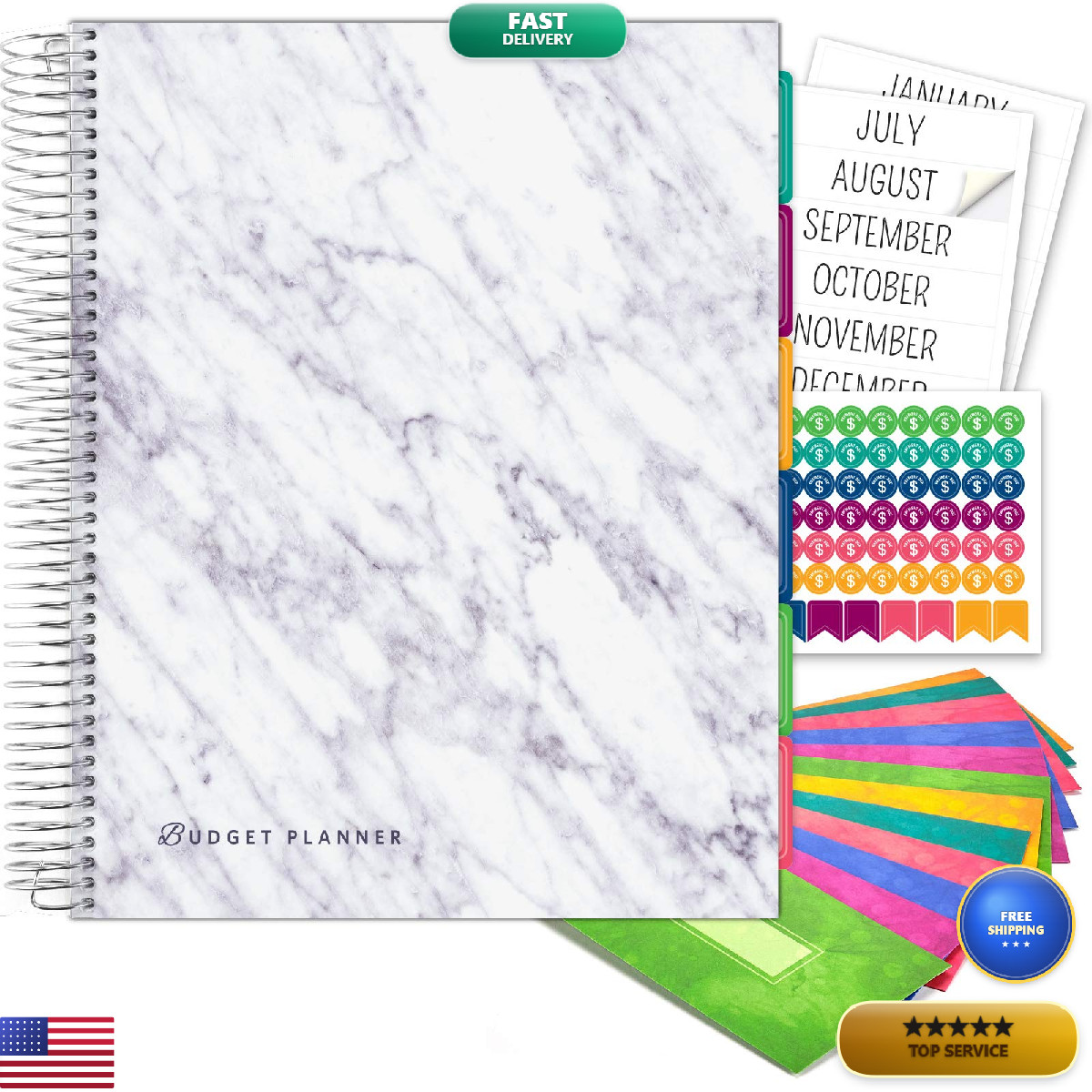 Global Printed Products Budget Planner Monthly Bill Organizer 12 Envelopes And