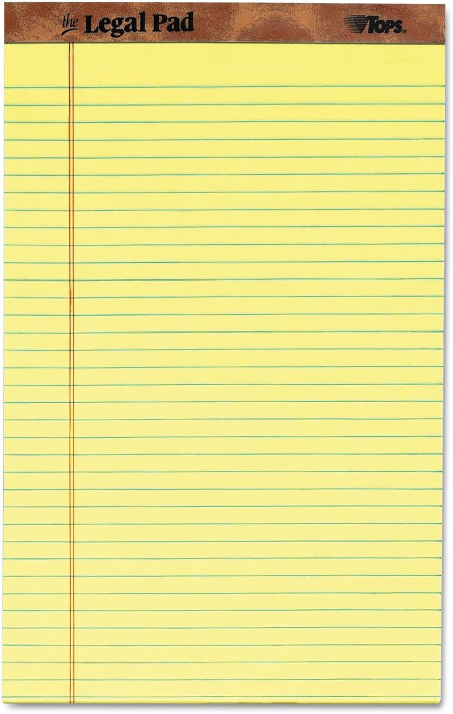 the Legal Pad Writing Pads, 8-1/2″ X 14″, Canary Paper, Legal Rule, 50 Sheets, 1