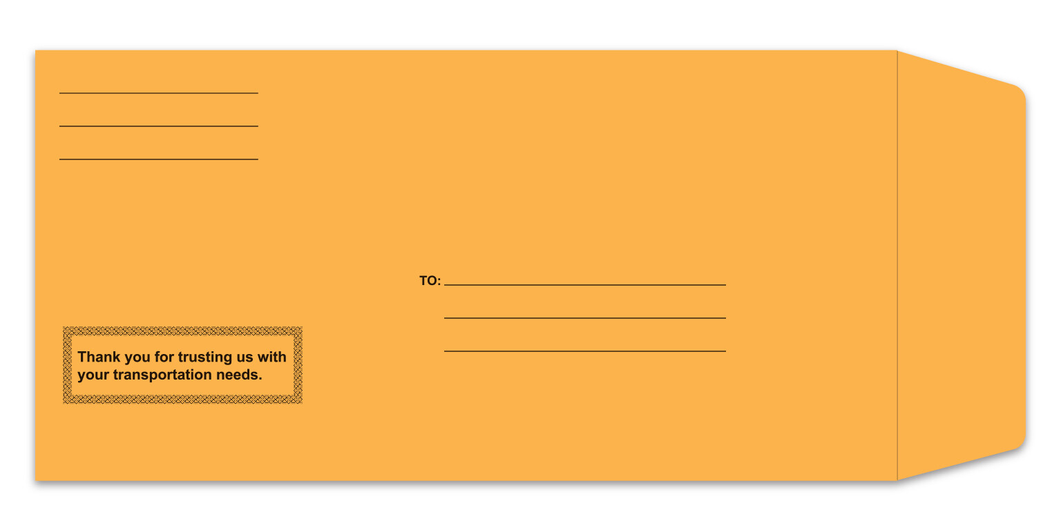PRINTED LICENSE PLATE ENVELOPES SELF SEALING PRESS & SEAL 100 PER BOX