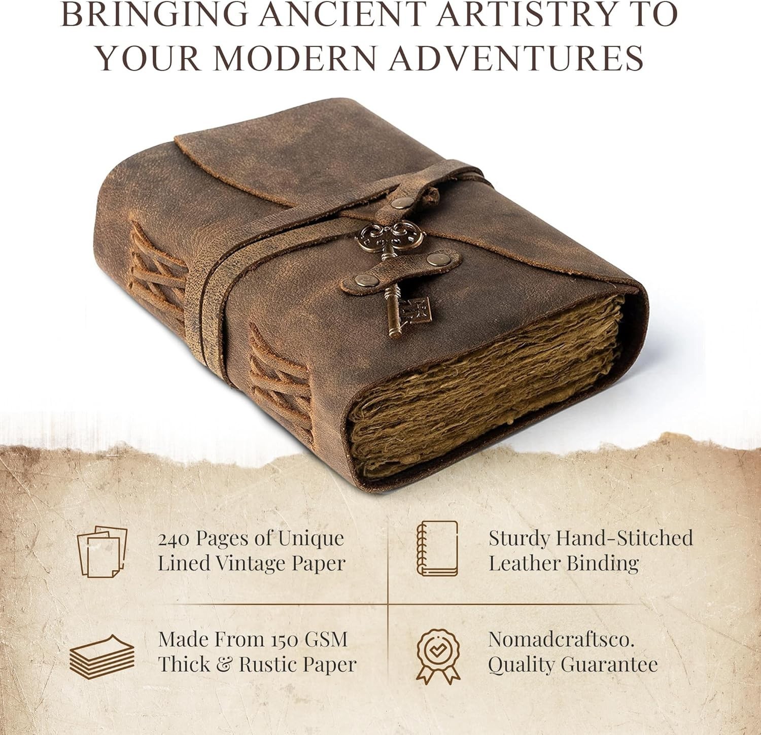 Antique Leather Bound Journal – 240 Lined Pages
