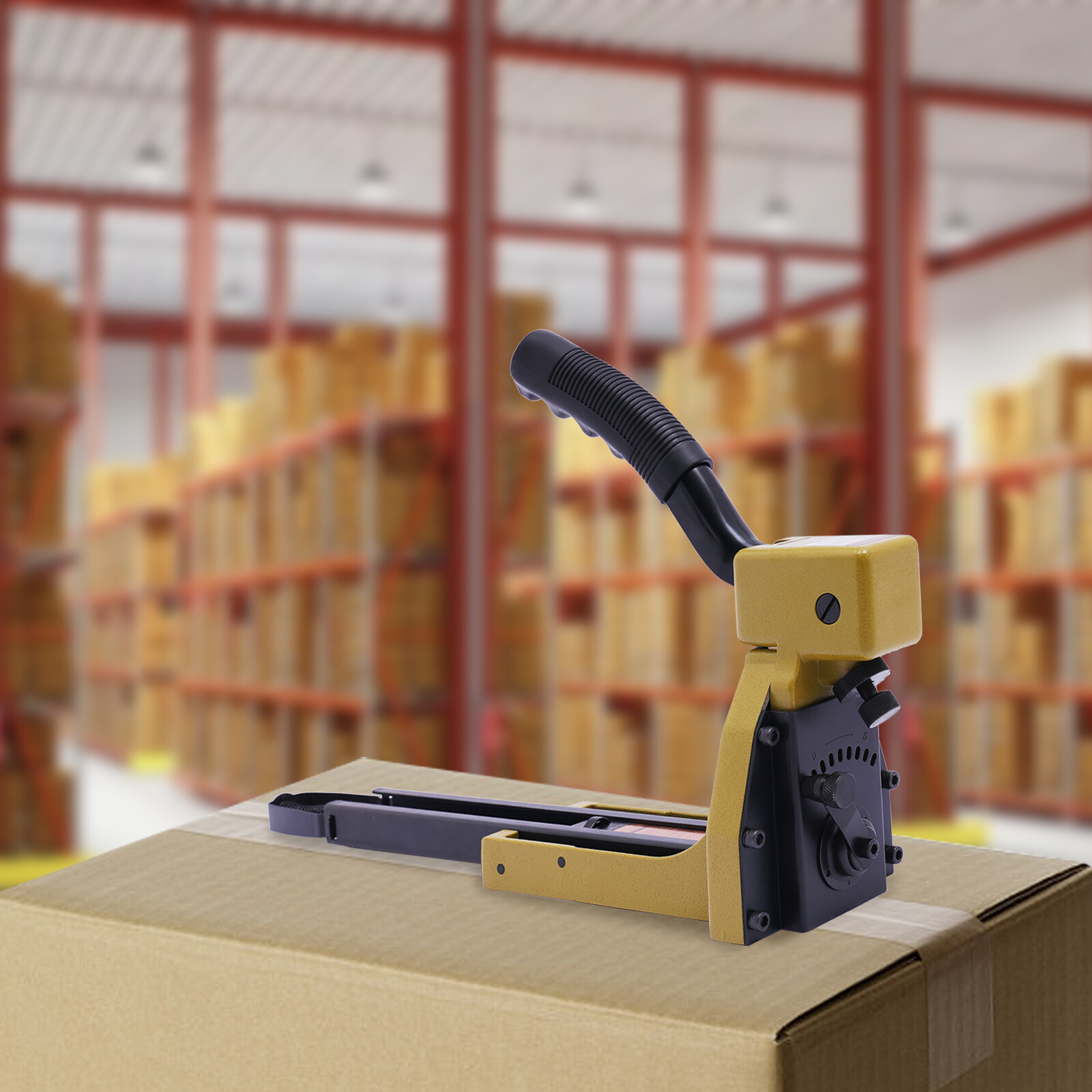 Carton Stapler w/100 Staples for Sealed Boxes, Cartons, Corrugated Cardboard
