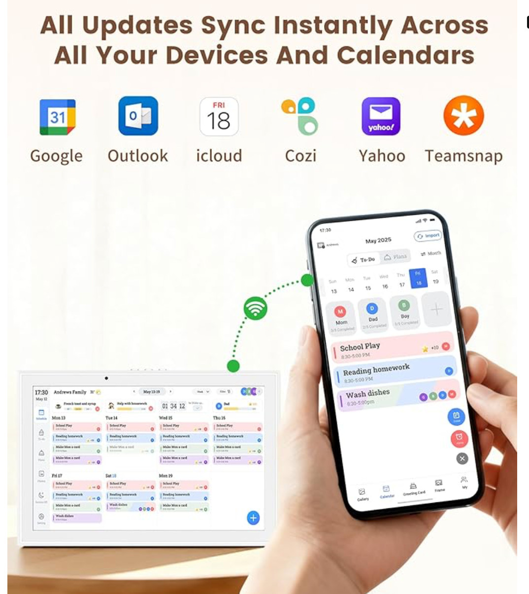 10.1″ Digital Calendar & Smart Touchscreen Planner, Electronic Calender w/ chore