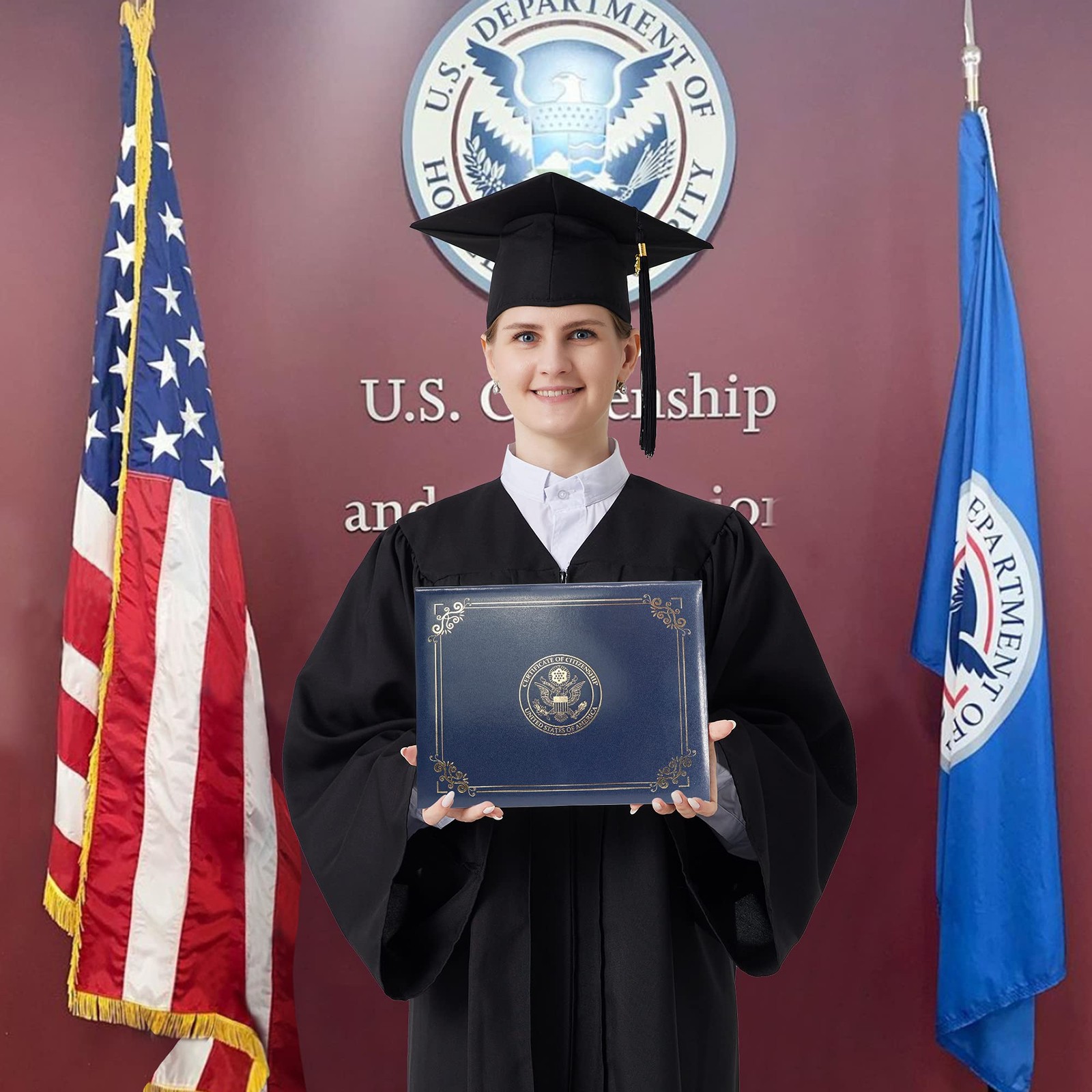 US Citizenship Certificate Holder 2025 Naturalization Padded Leatherette Cove…