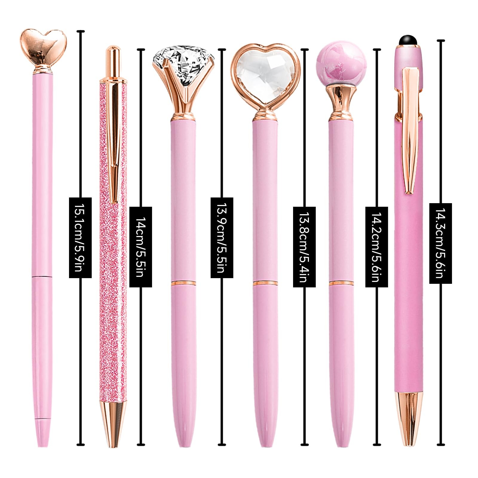 YOXMJDB Pink Pens for Women, 6 Pcs Cute Ballpoint Pen Bulk, 1.0mm