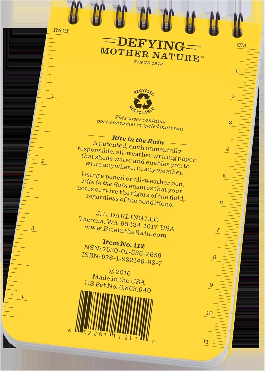 Weatherproof EMS Notebook, 3″ X 5″, Yellow Cover, Vital Stats Pages, 3 Pack (No.