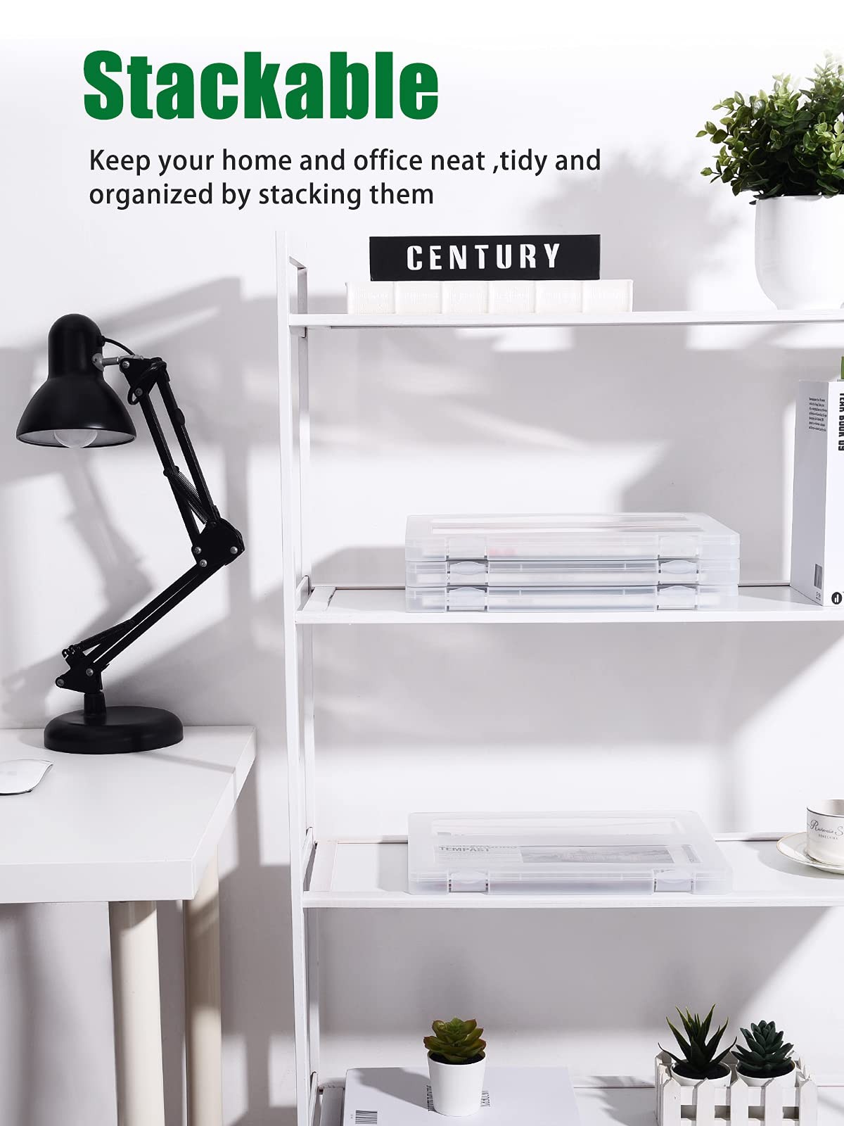 4 Pack A4 Paper Organizer Box, Plastic Scrapbook Paper Organizer Containers f…