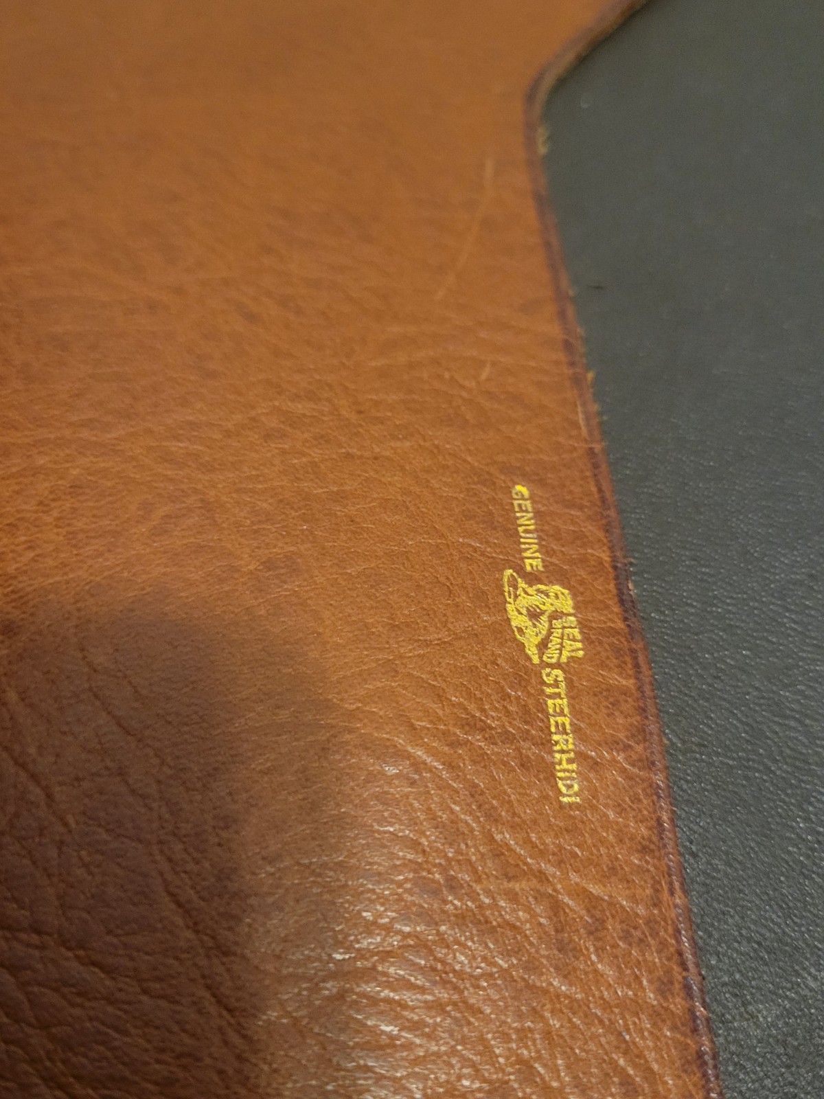 Vintage Embossed Leather Portfolio Business Folder File Case Steerhide Tan