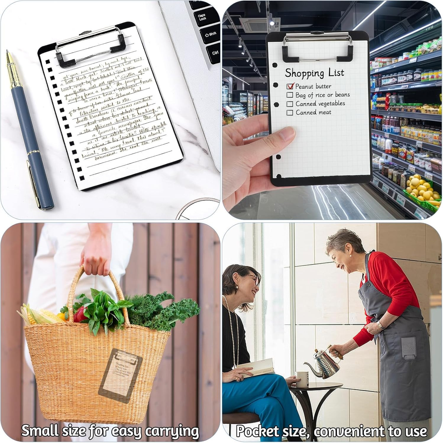2 PCS Mini Clipboard, 4″ X 6″ Black Small Clipboards Sturdy Pocket Clipboard, Mi