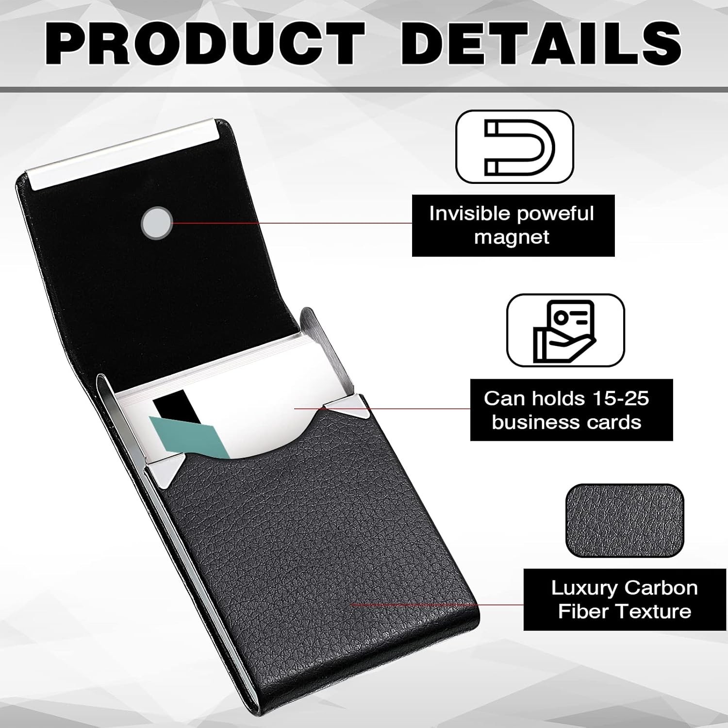 Slim Leather Business Card Holder 6 Pack Magnetic Pocket Credit Card Case Unisex