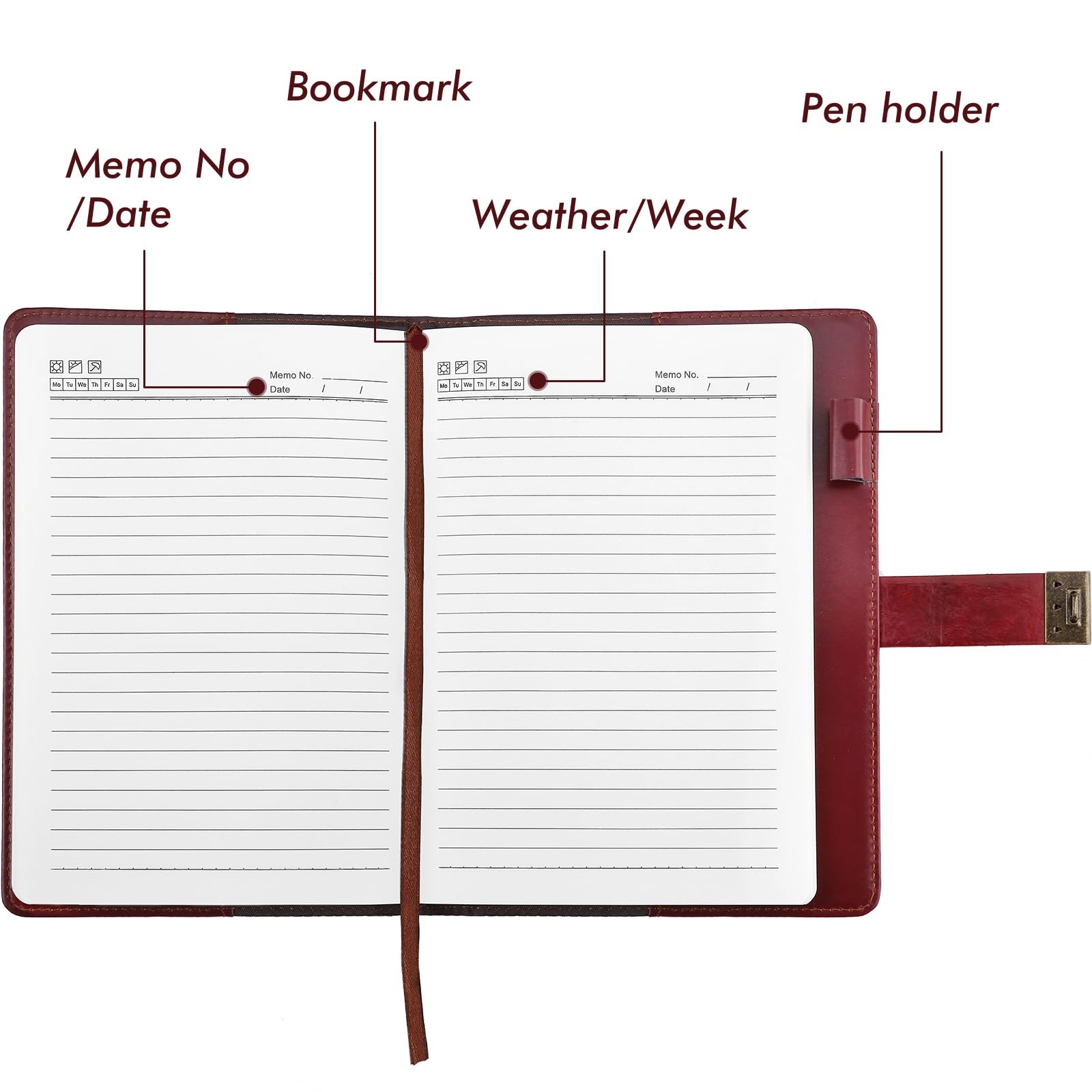 Refillable Journal Leather Diary Notebook with Lock and Pen for Men Women