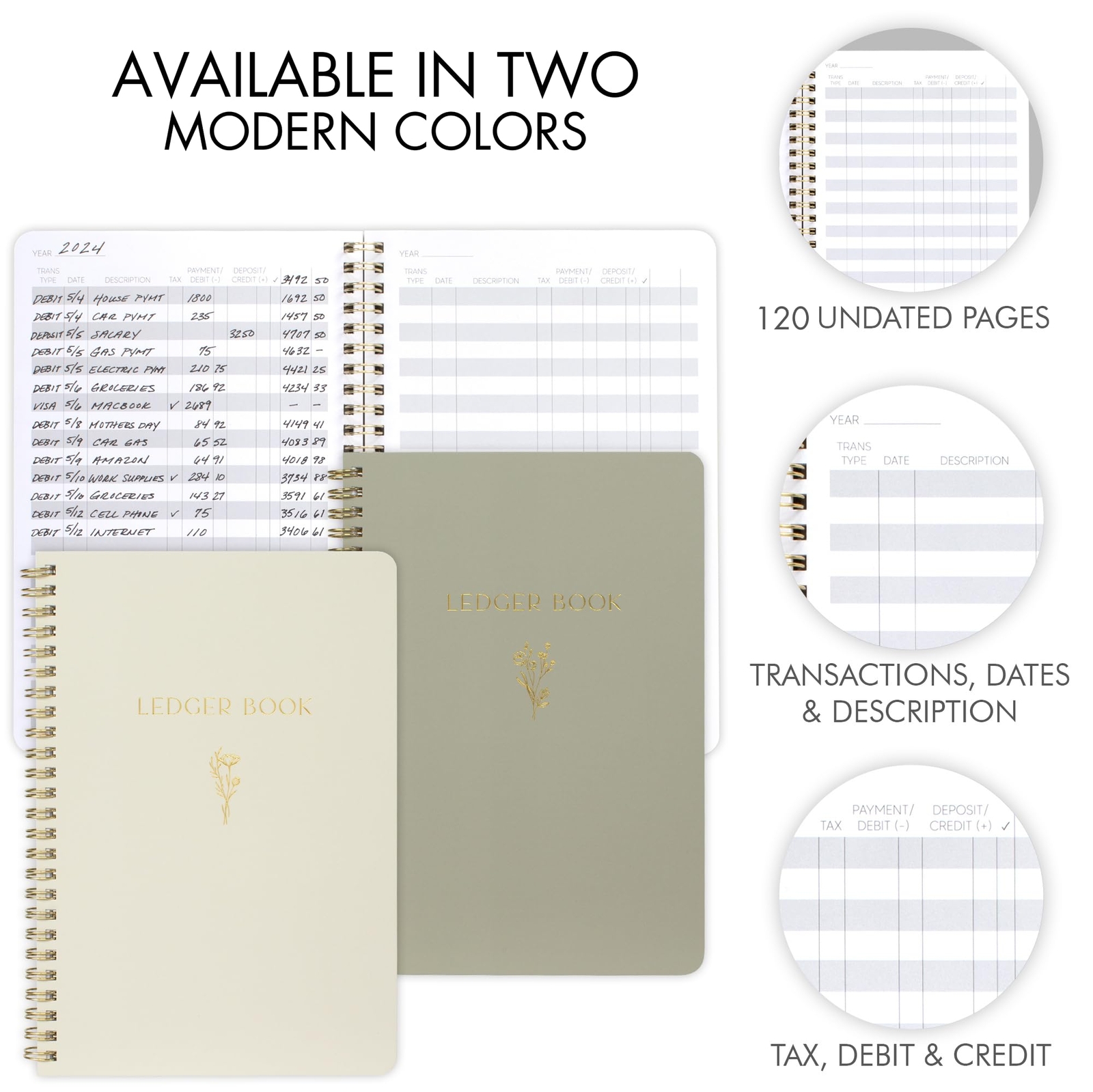 Ledger Book: Income and Expense Log Book for Small Business and Personal Finance