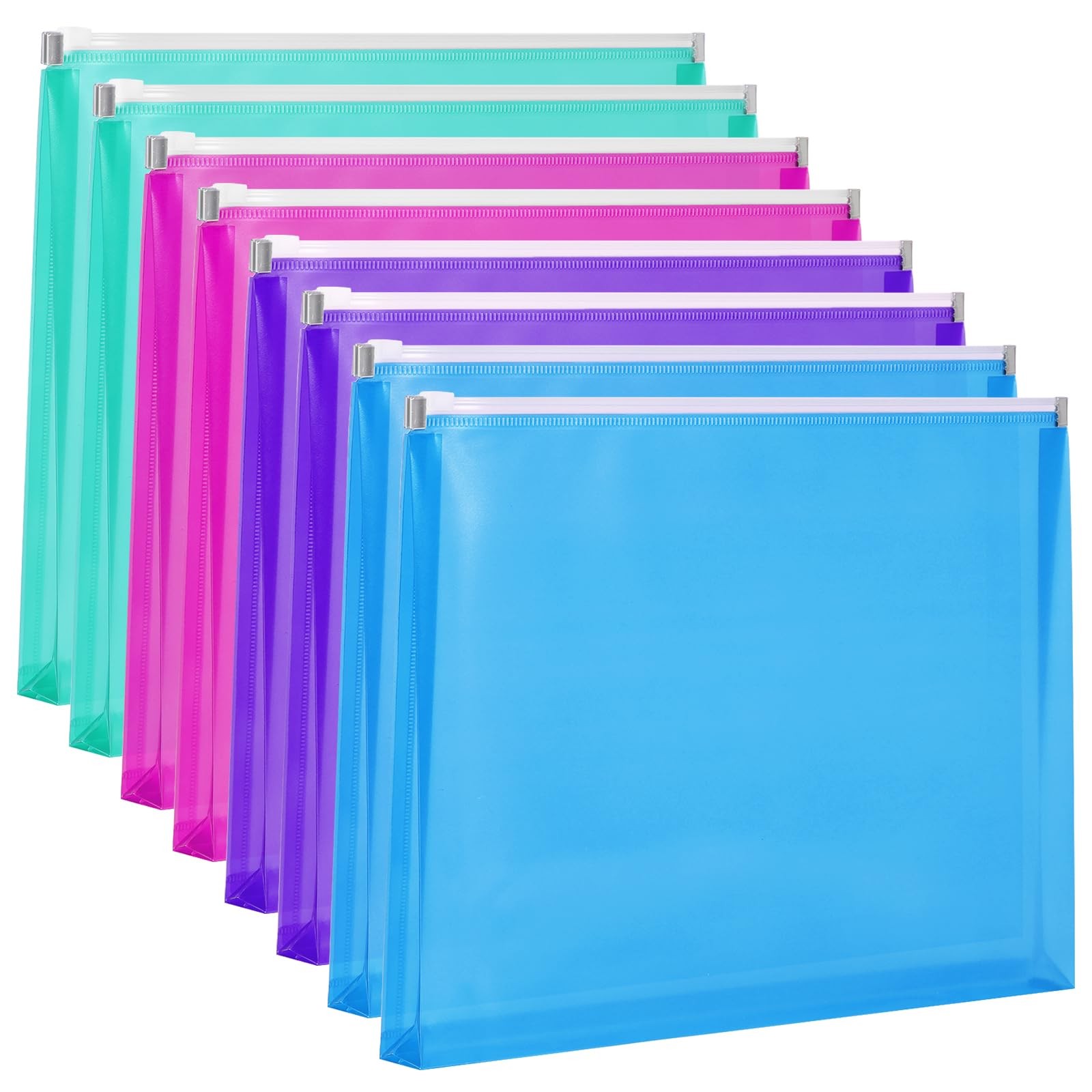 EOOUT 8pcs Plastic Envelopes, Poly Zip Letter Size, 4 Colors