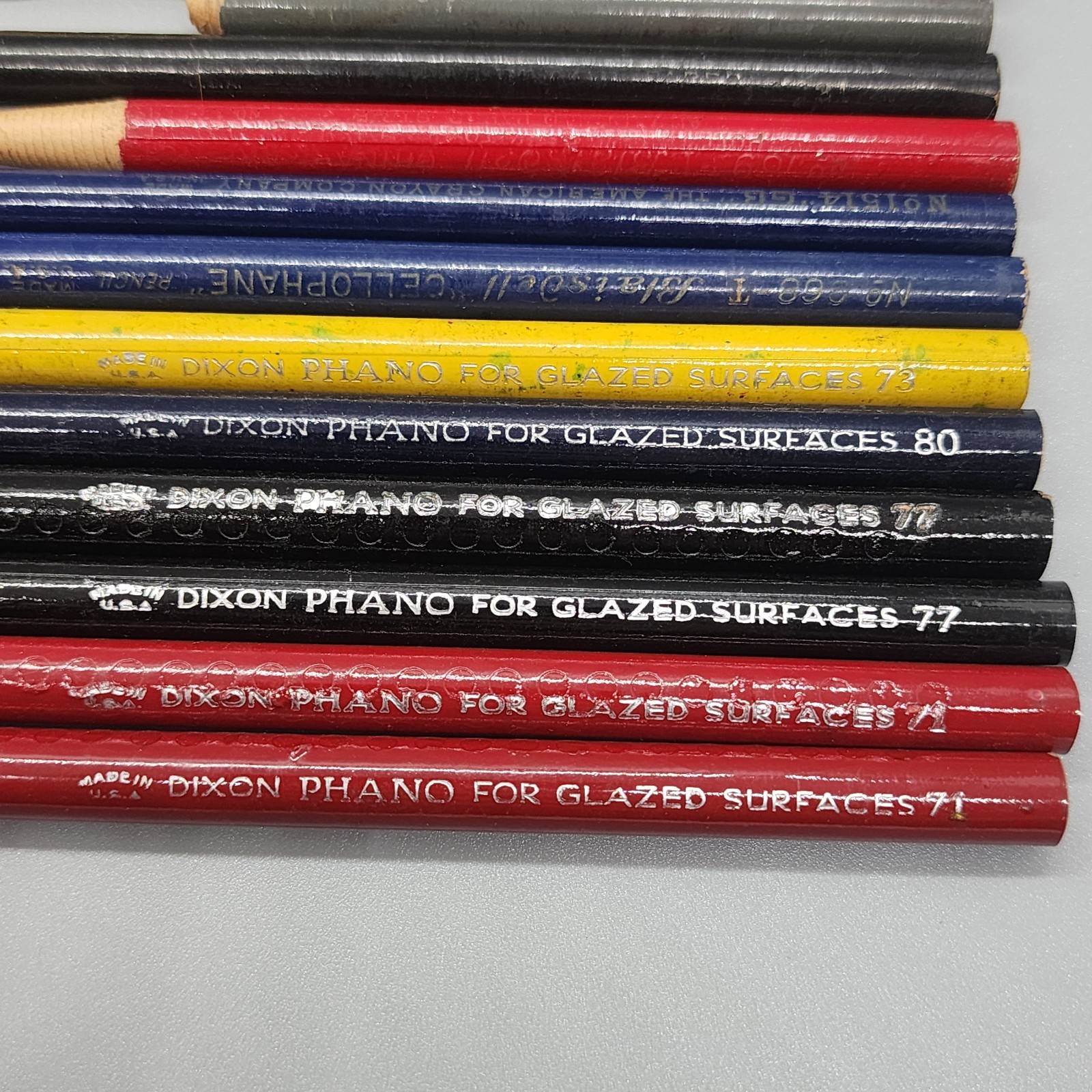Vintage Lot China Marker Peel Off Pencil Dixon Phano, Blaisdell, Ditto, American