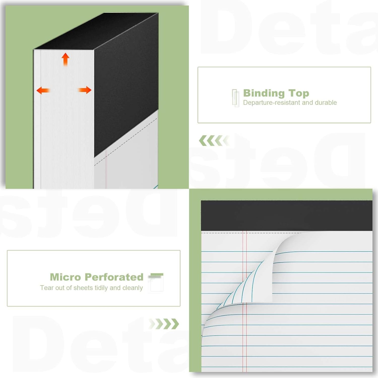 White Legal Pads 8.5 X 11 Narrow Ruled, 3 Pack Notepads College Ruled Pads of P