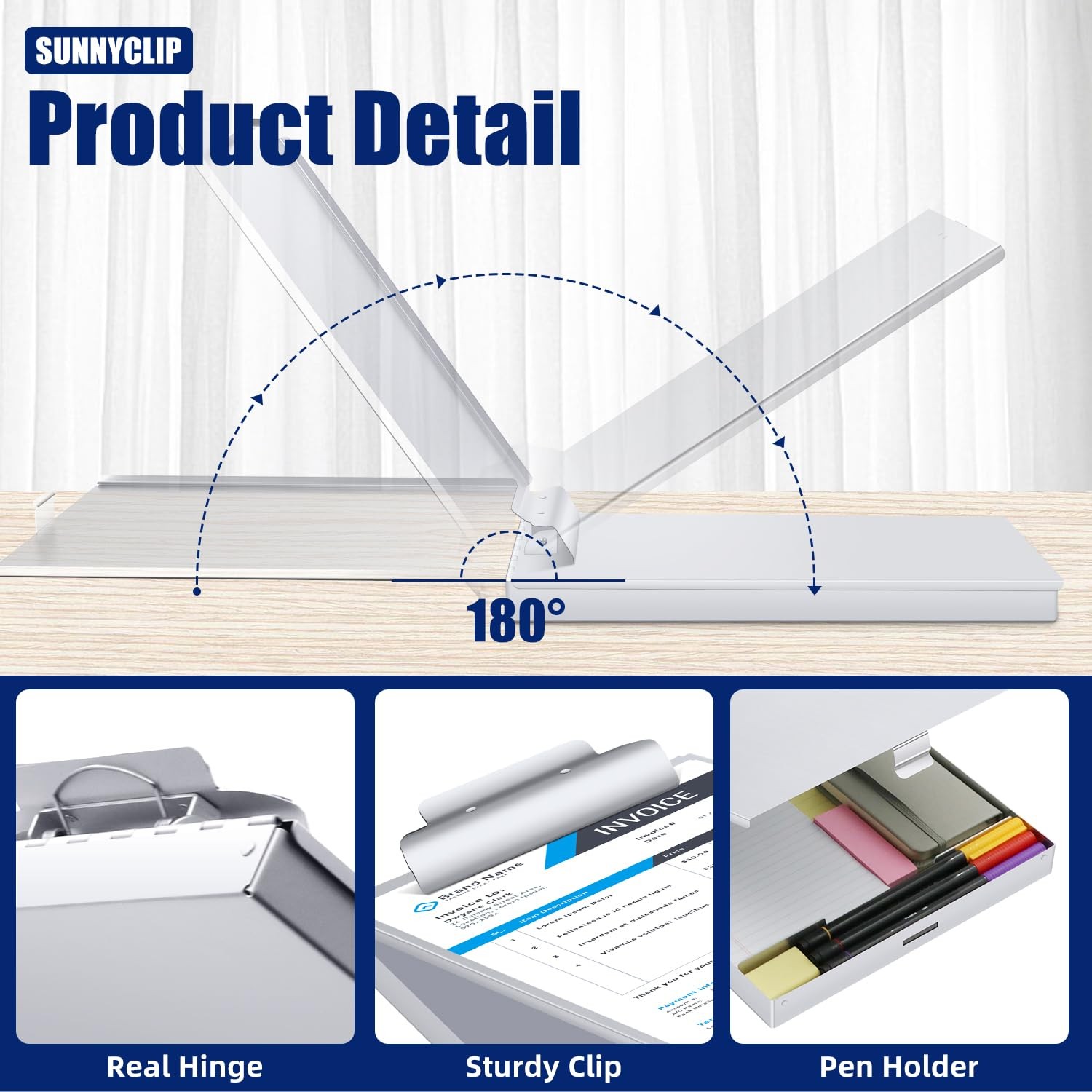Metal Clipboard with Storage, Letter Size Form Holder Portfolio Aluminum Metal