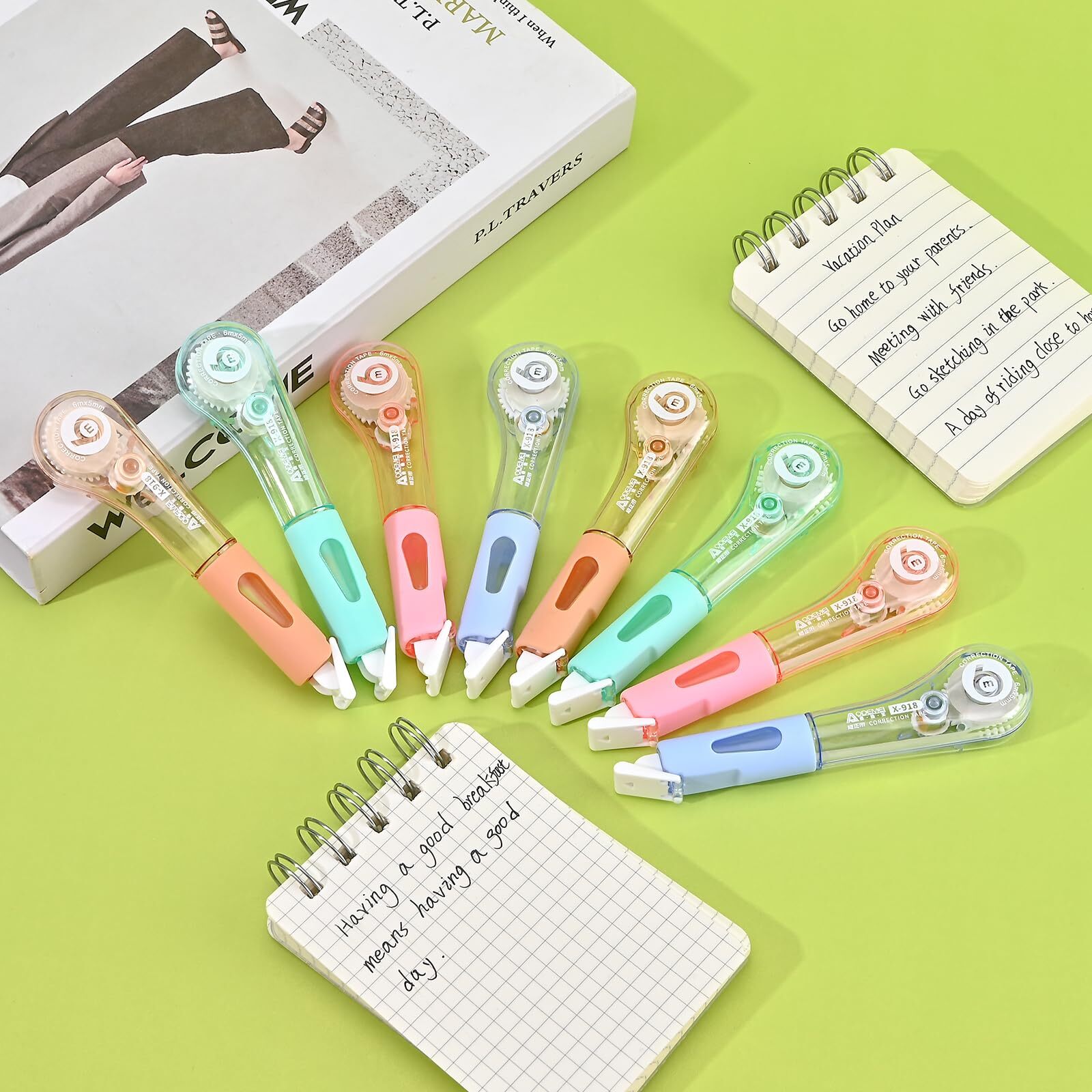 8 White Out Tape Pens Multicolor Aesthetic Correction 256″x0.2″ School Set