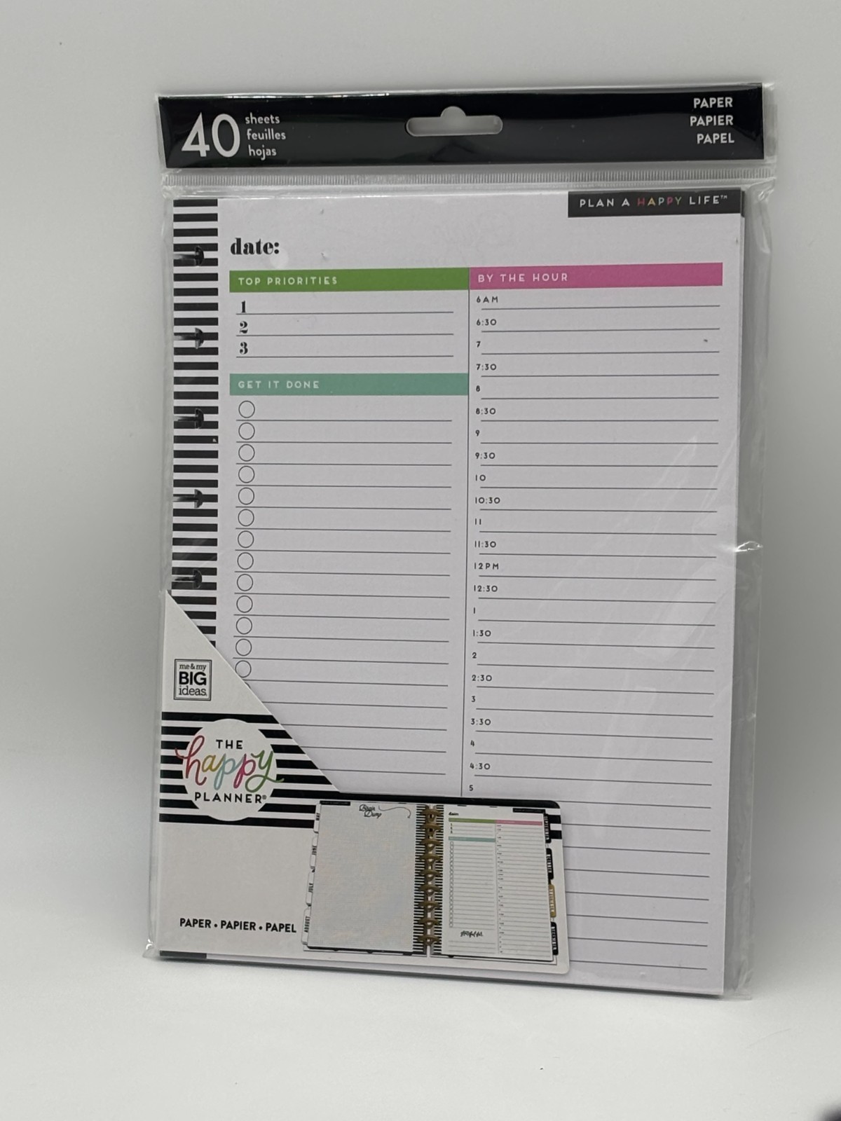 New The Happy Planner 40 Sheets Daily Planner Paper Pages To Do Hourly List