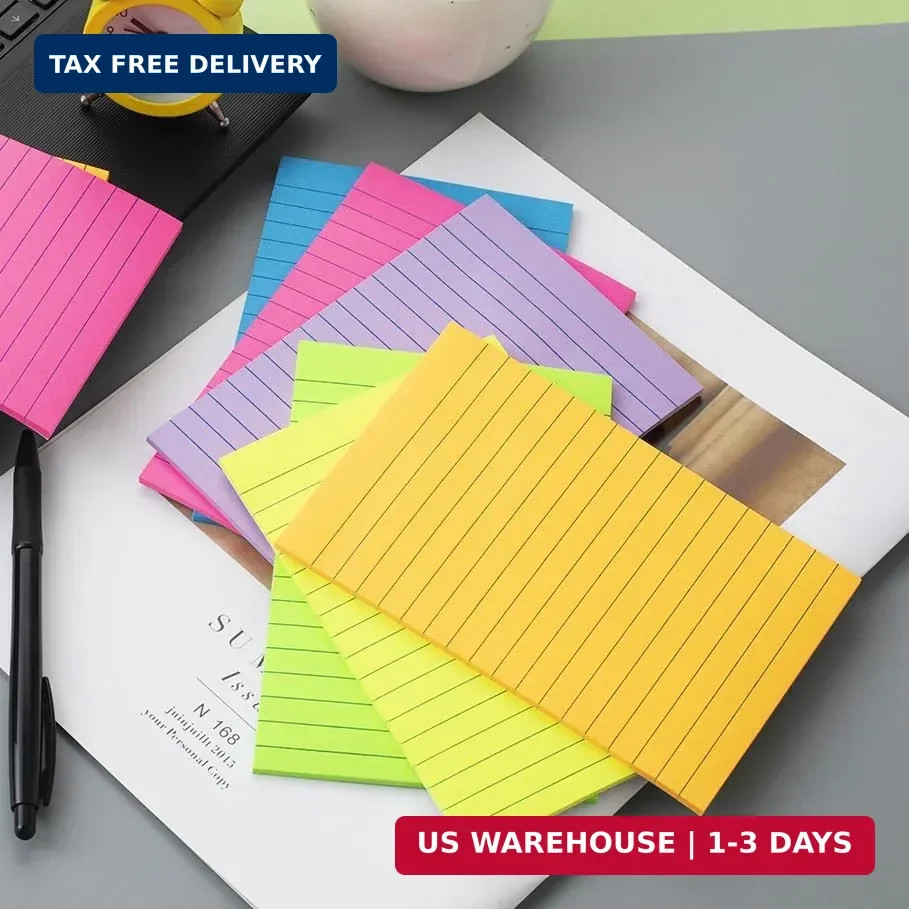 (6 Pack) Lined Sticky Notes 4×6 in,Large Notepads with Lines,Ruled Stickies Supe