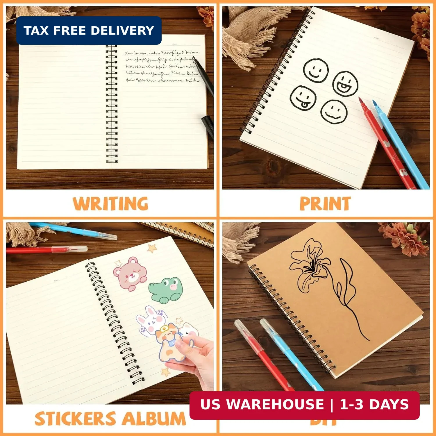 MIVIDE 24 Pack A5 Bulk Spiral Notebooks with Kraft Cover, 8.3 x 5.8 Inch 60 Page