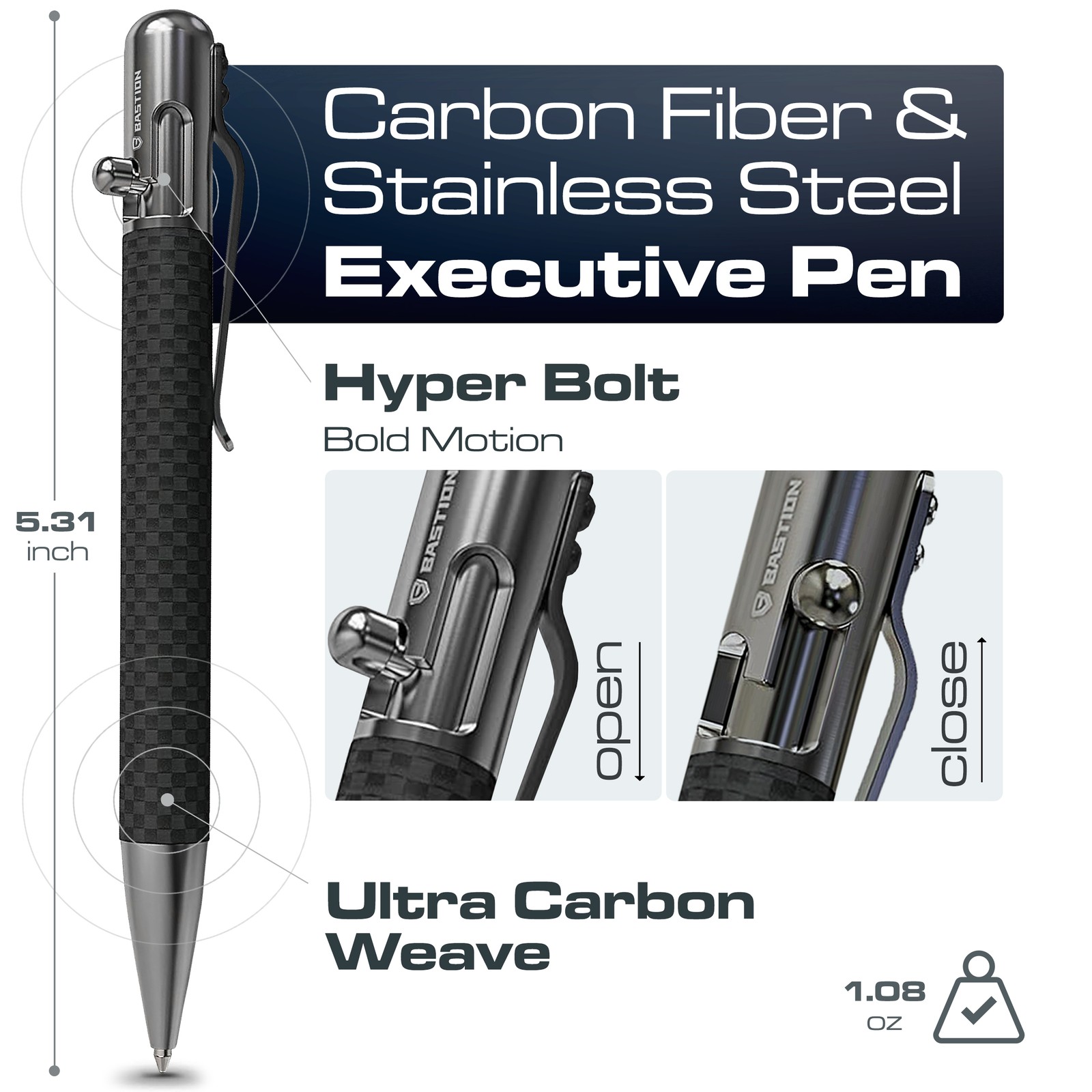 BASTION® Bolt Action Pen | Carbon Fiber Stainless Steel | Official Store