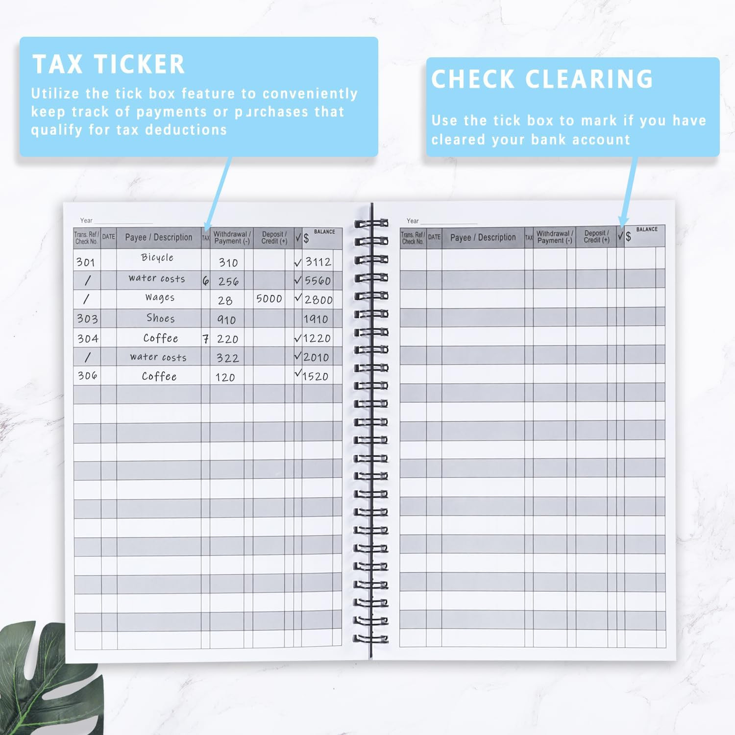 A6 Big Checkbook Register, Check Registers for Personal, Check Book Register & D
