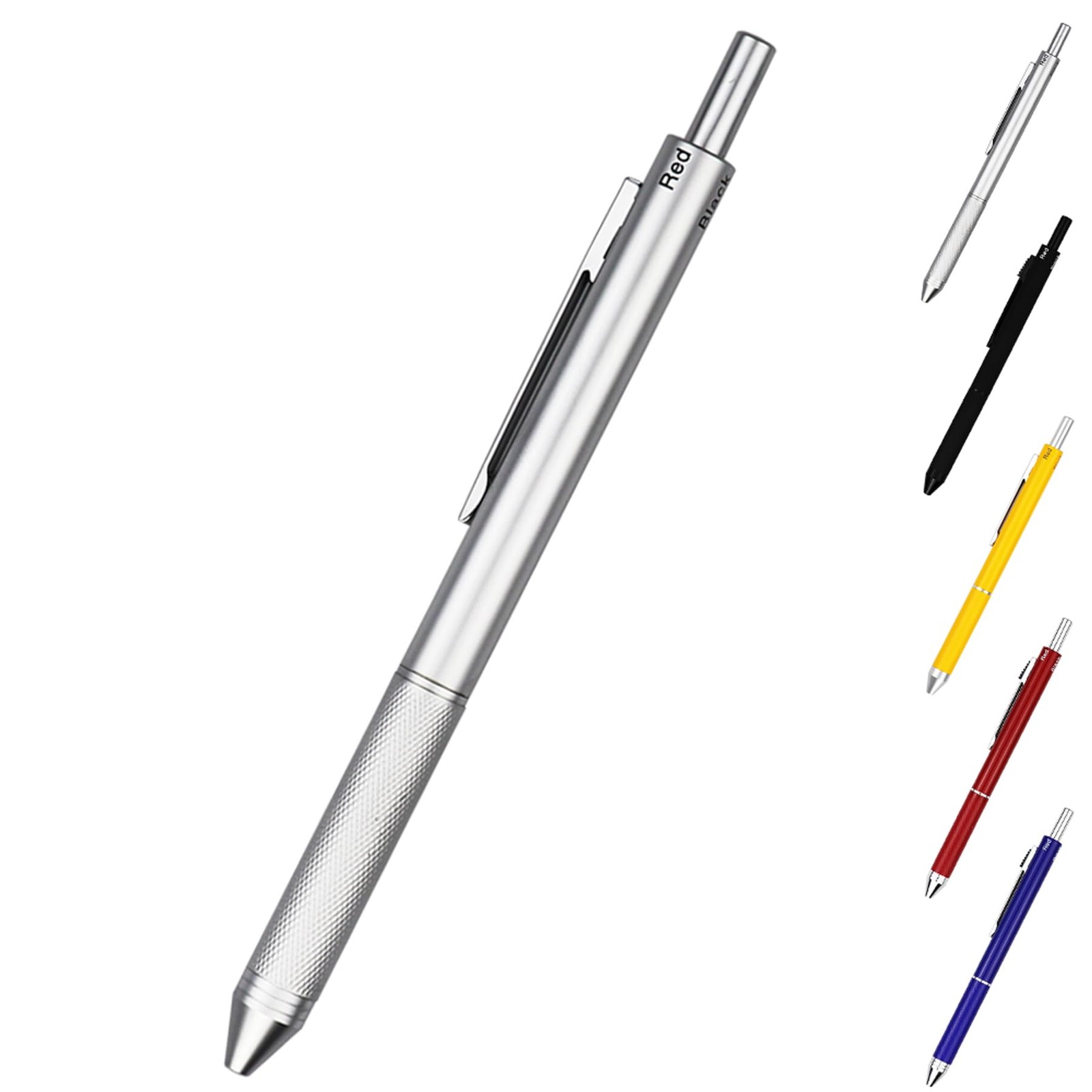 DUNBONG 4 in 1 Multicolor Pen, Metal Cased 1 Count (Pack of 1), Silver