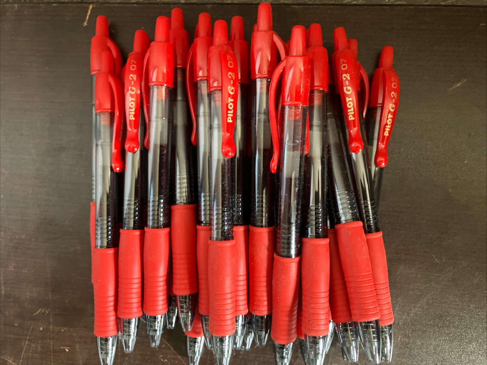 24 PILOT G2 RED ROLLER BALL PENS fine GEL 13587 G27-RED 0.7 mm