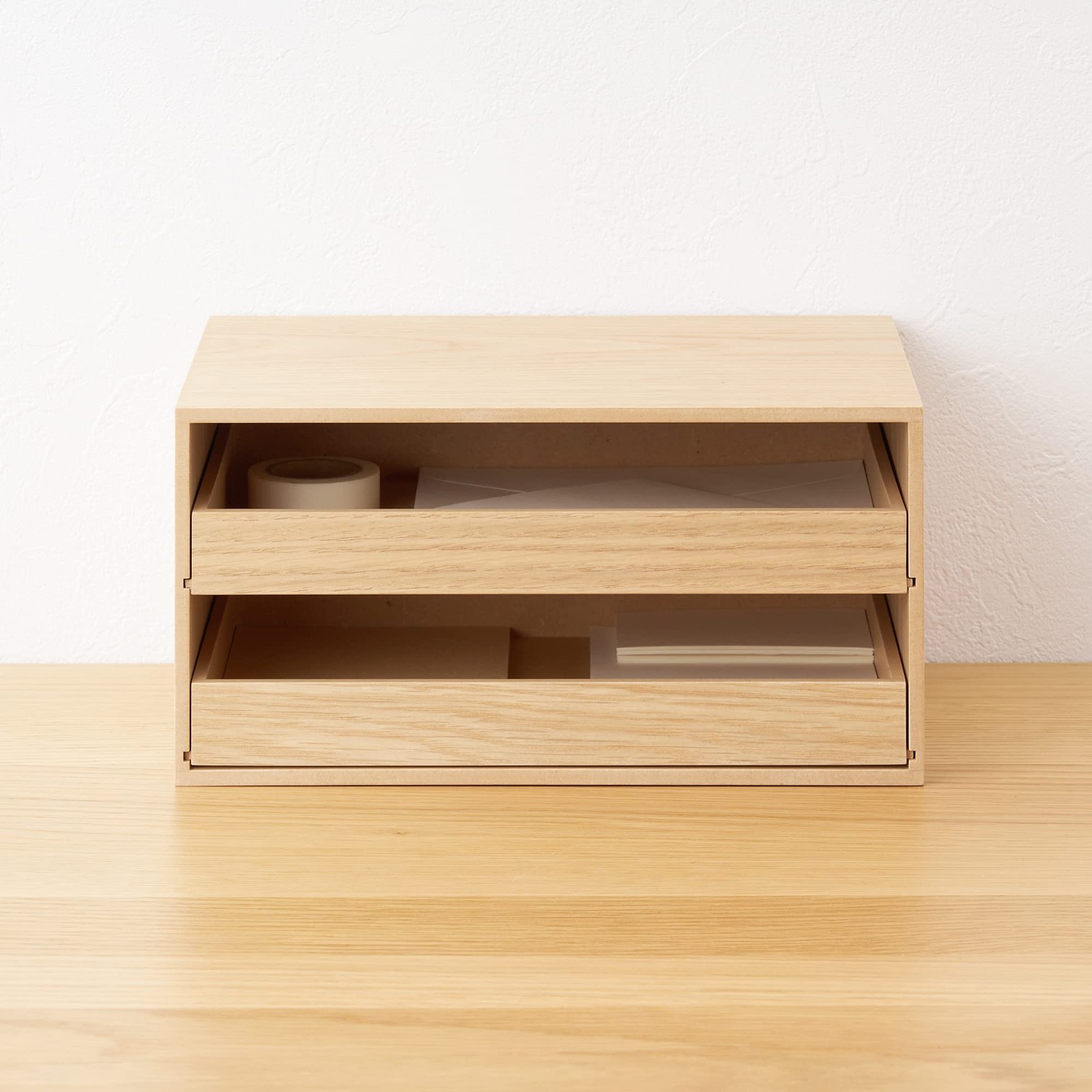 MUJI Wooden Tray Storage with 2 Drawers, 44310229
