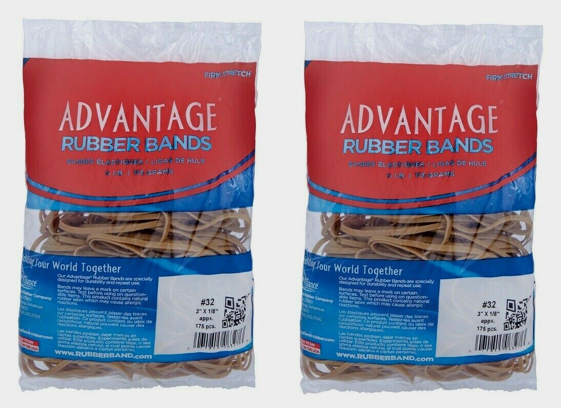 2 x 175 pcs Alliance RUBBER BANDS Firm Strength Office School No.32 ~ 3″ x 1/8″