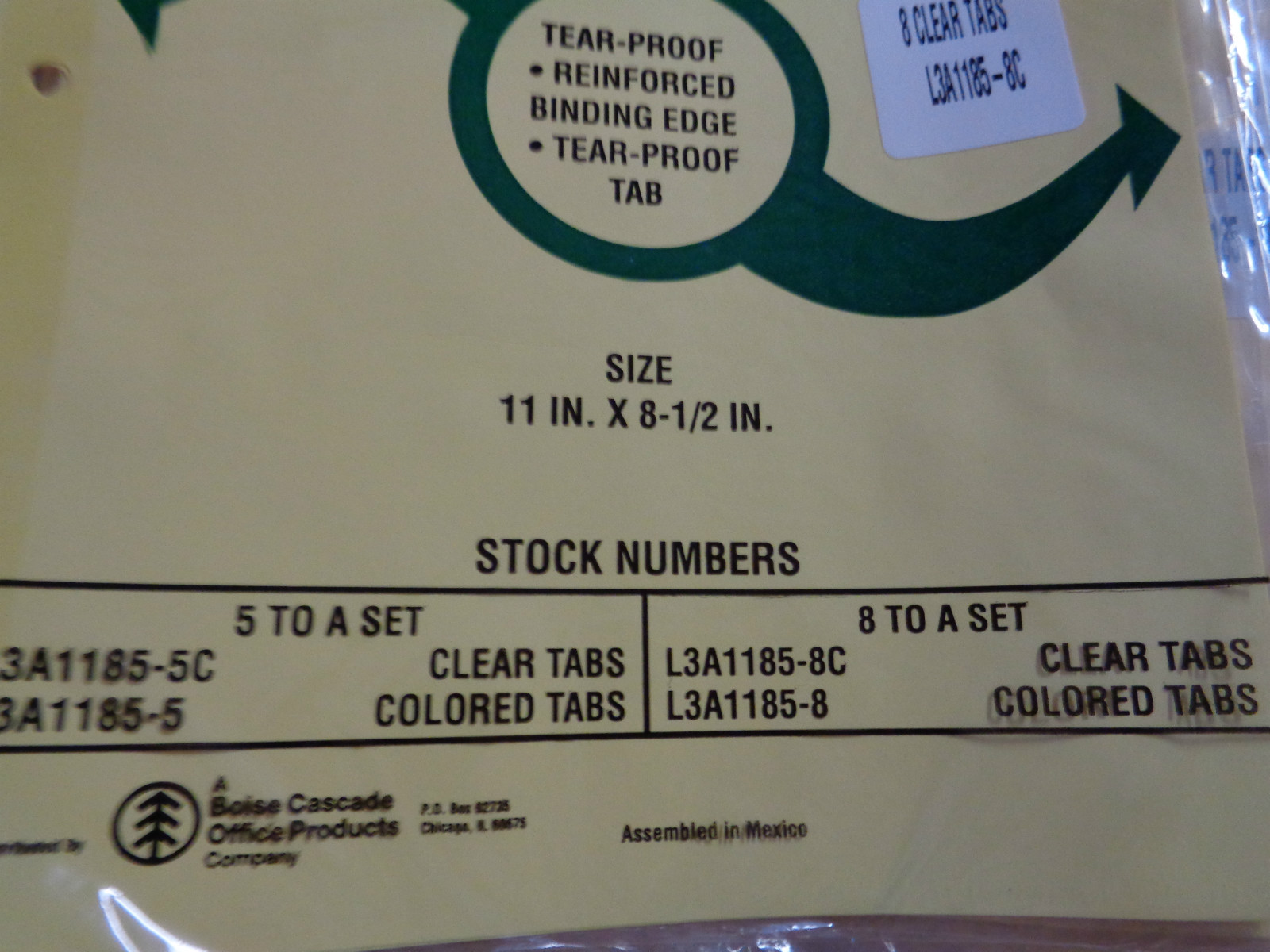 HighMark Ring Book Indexes 1 set Insertable 8 Index Dividers