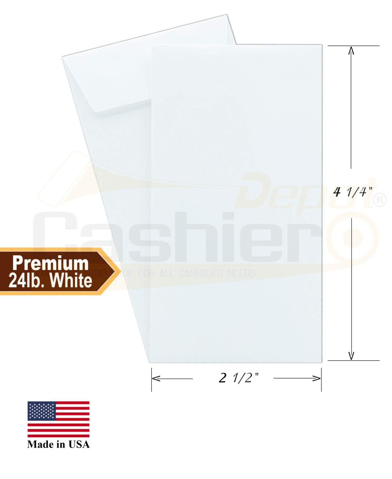 Cashier Depot #3 Coin Envelopes, 2 1/2″ x 4 1/4″, Premium 24lb White, 500/Box