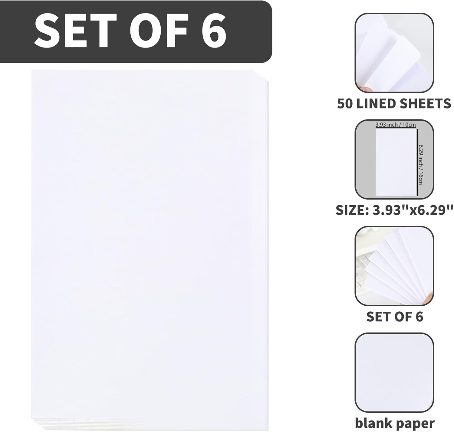 6 Pack 4×6 Blank Memo Note Pads 50 Sheets Small Scratch Pads for Writing