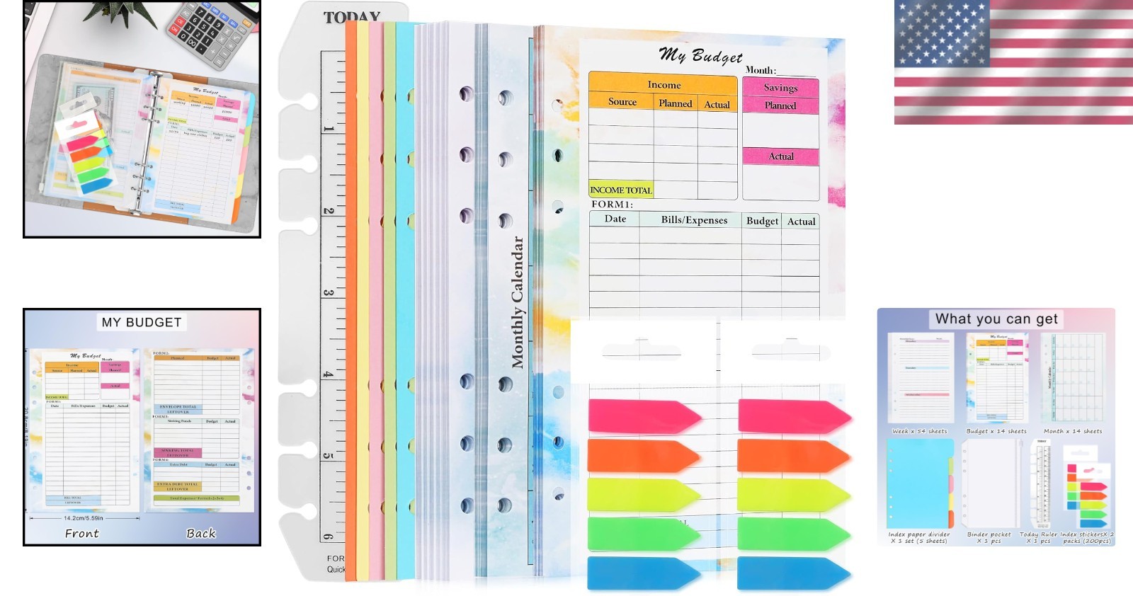 Toplive 7 Pack A5 Planner Inserts Monthly Weekly Planner Refills Paper 6 Ring Ex