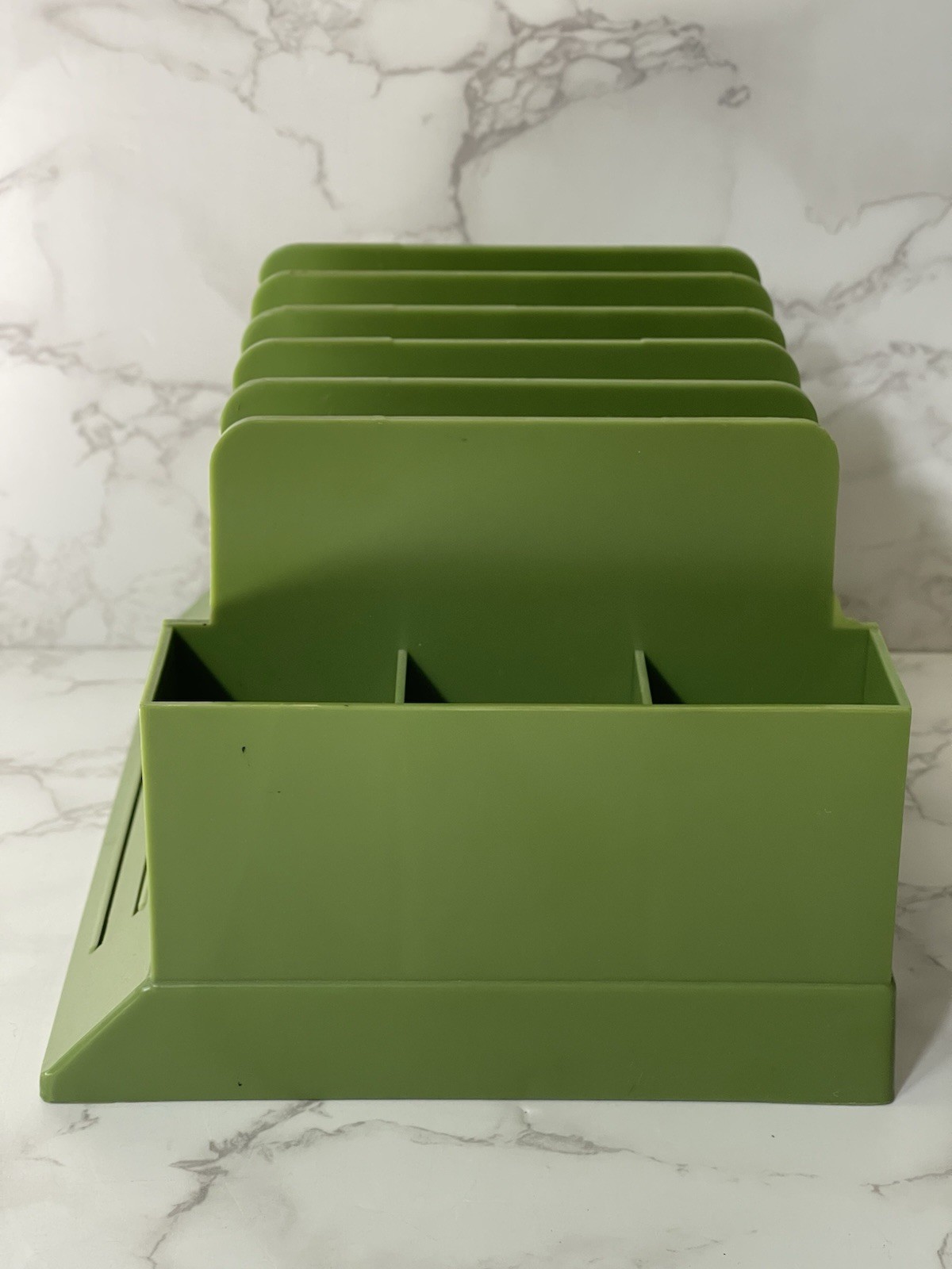 VTG Max Klein Desk Organizer Avocado Green V-87 Letter Pen Holder