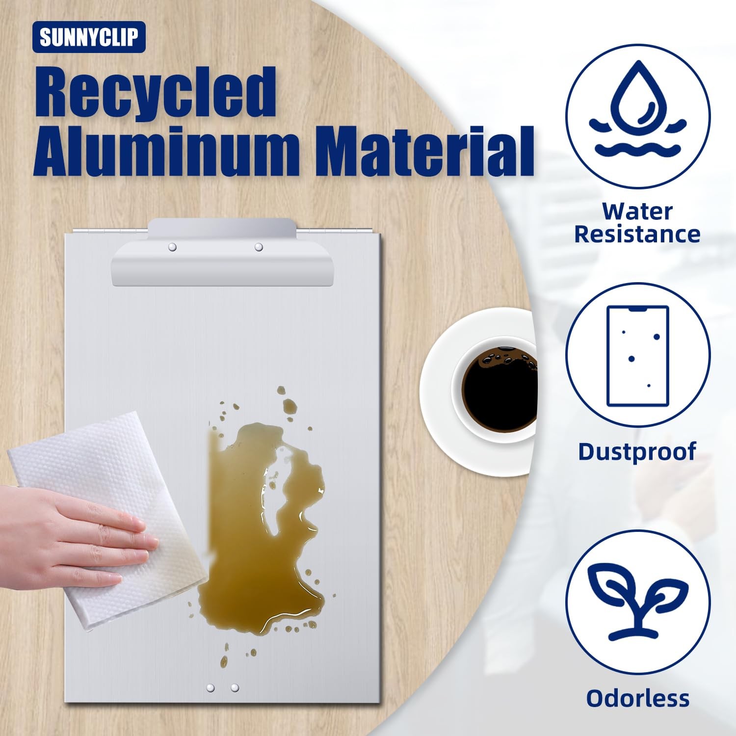 Metal Clipboard with Storage, Letter Size Form Holder Portfolio Aluminum Metal