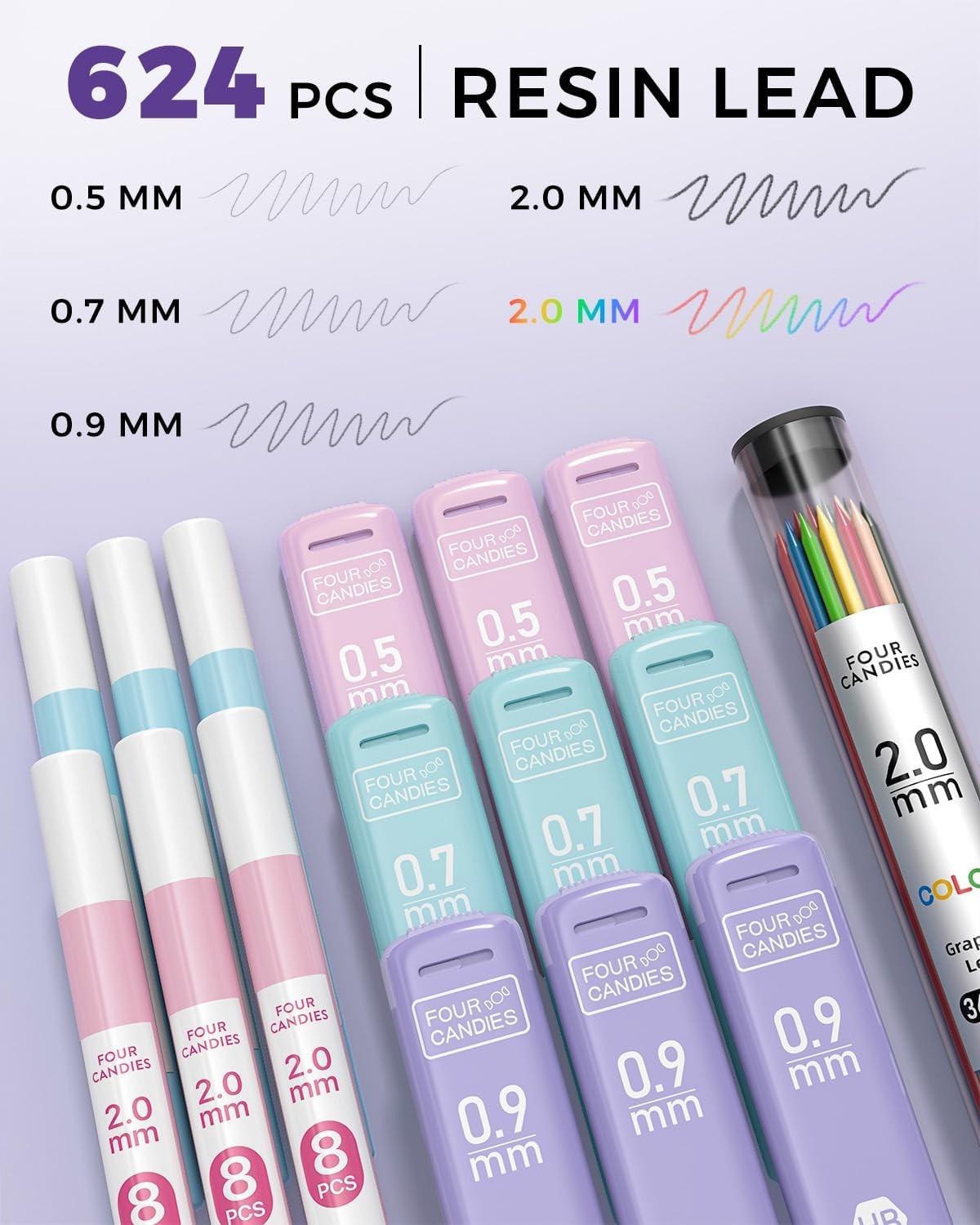 36PCS Aesthetic School Supplies, Mechanical Pencils 0.5mm, 0.7mm, 0.9mm & 2.0mm