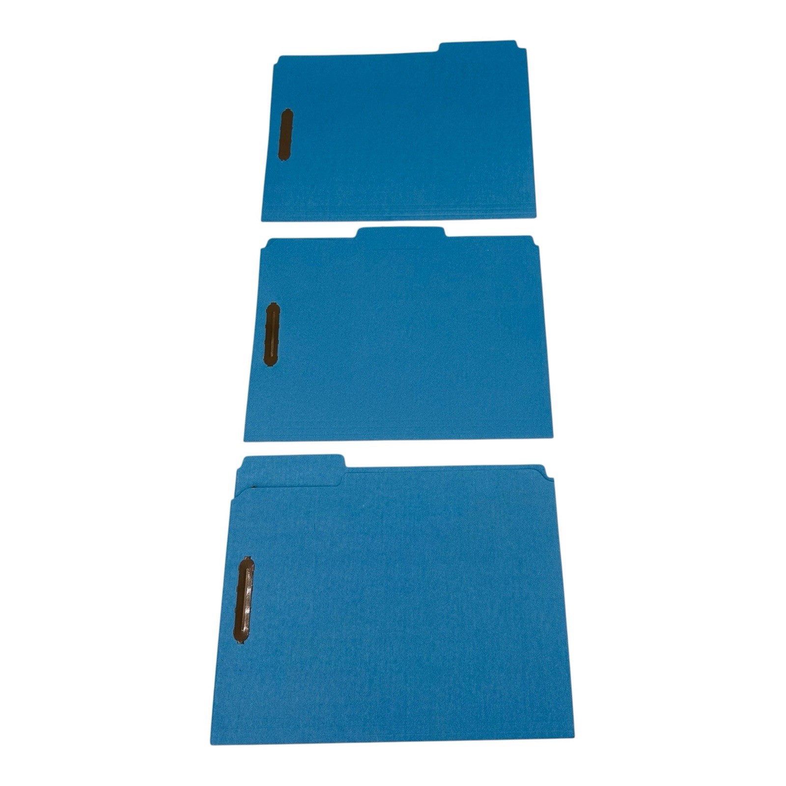 50 Folders Smead Letter Size Blue Fastener Folders 1/3 Cut Top Tab 2 Fasteners