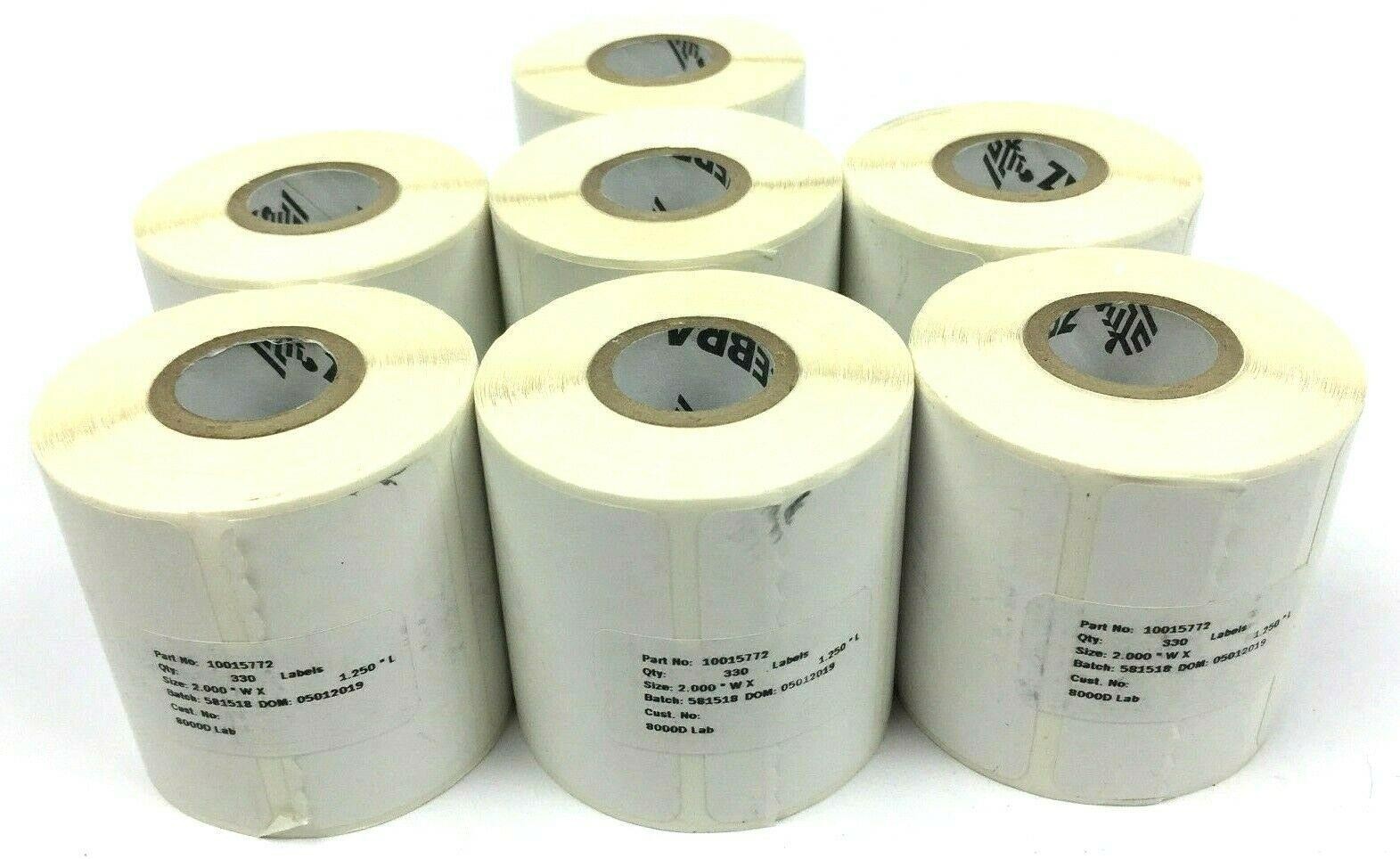 Zebra 2.0″ x 1.250” 8000D Genuine Lab White Thermal Labels 10015772 – 7 Rolls