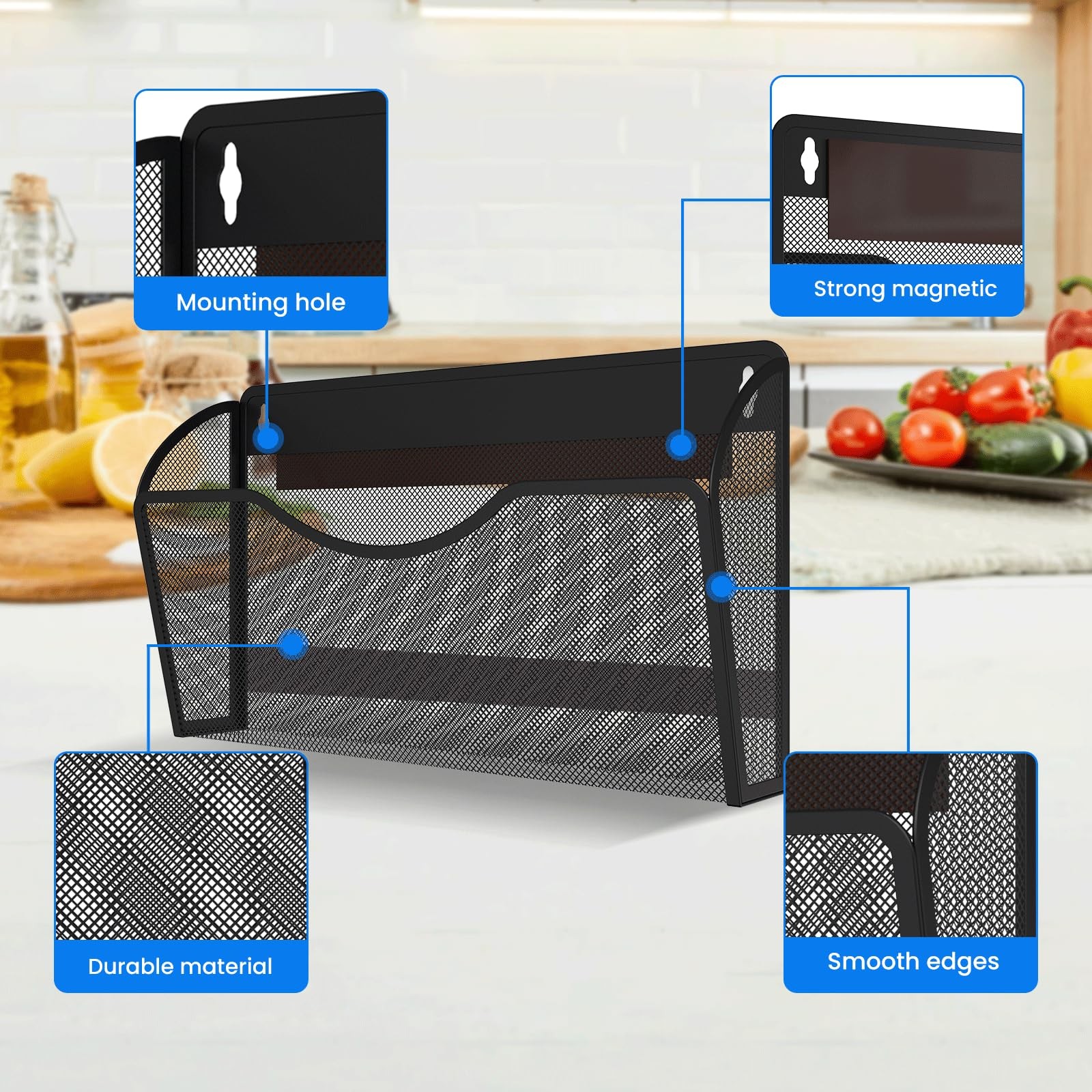 KZWKRG Magnetic File Holder, Folder No Drilling Black